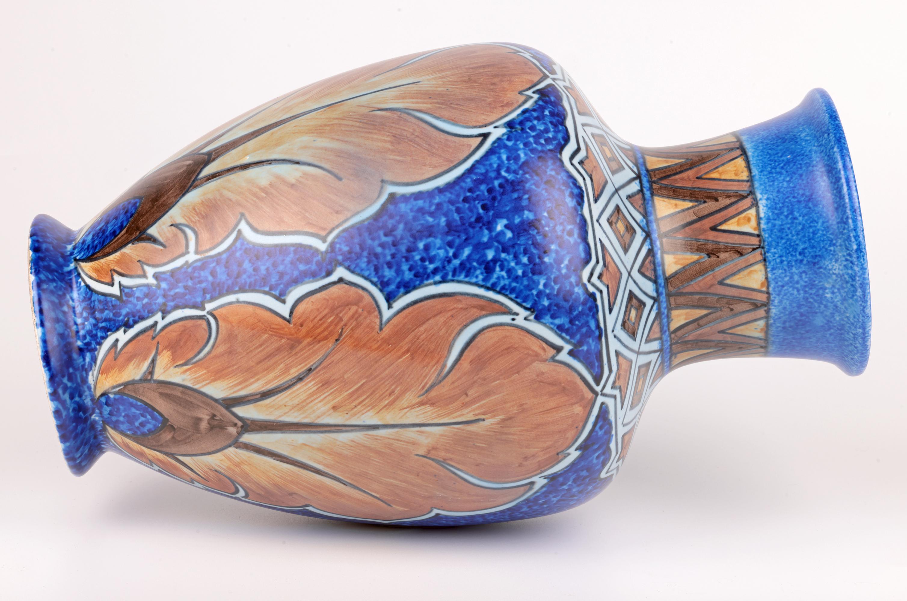 George Clews Tunstall Chameleon Ware Large Hand-Painted Vase For Sale 2
