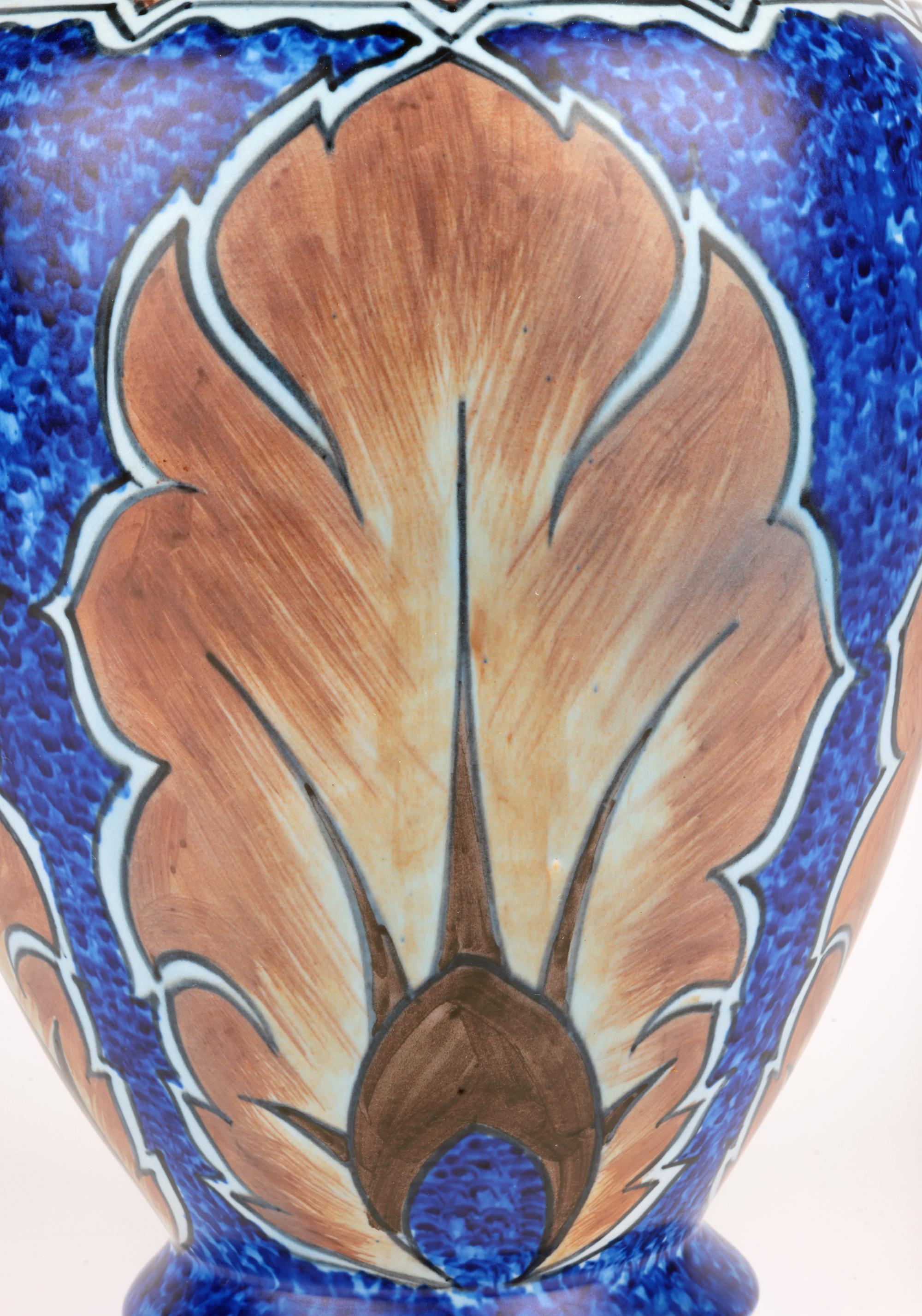 Art Deco George Clews Tunstall Chameleon Ware Large Hand-Painted Vase For Sale