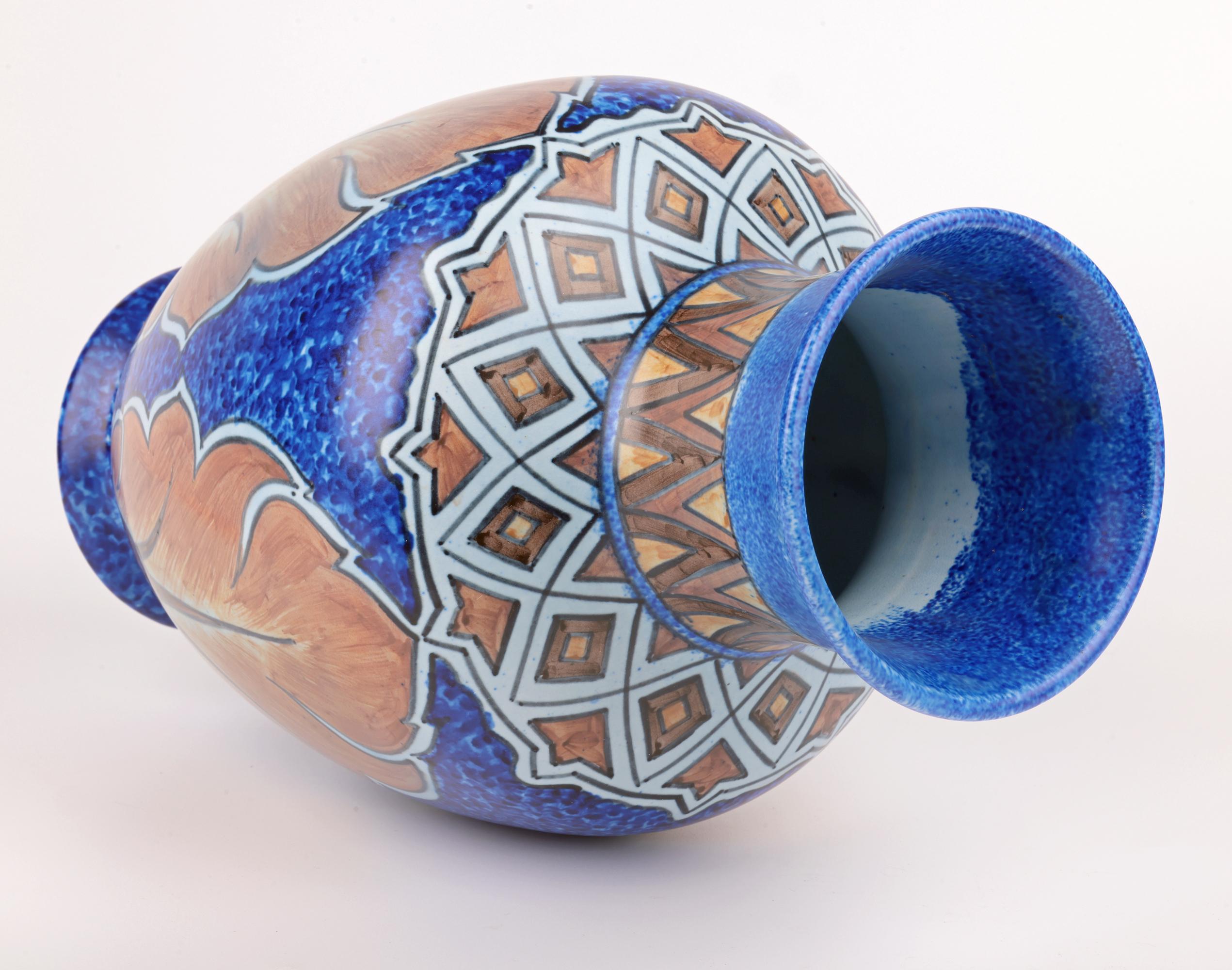 Early 20th Century George Clews Tunstall Chameleon Ware Large Hand-Painted Vase For Sale