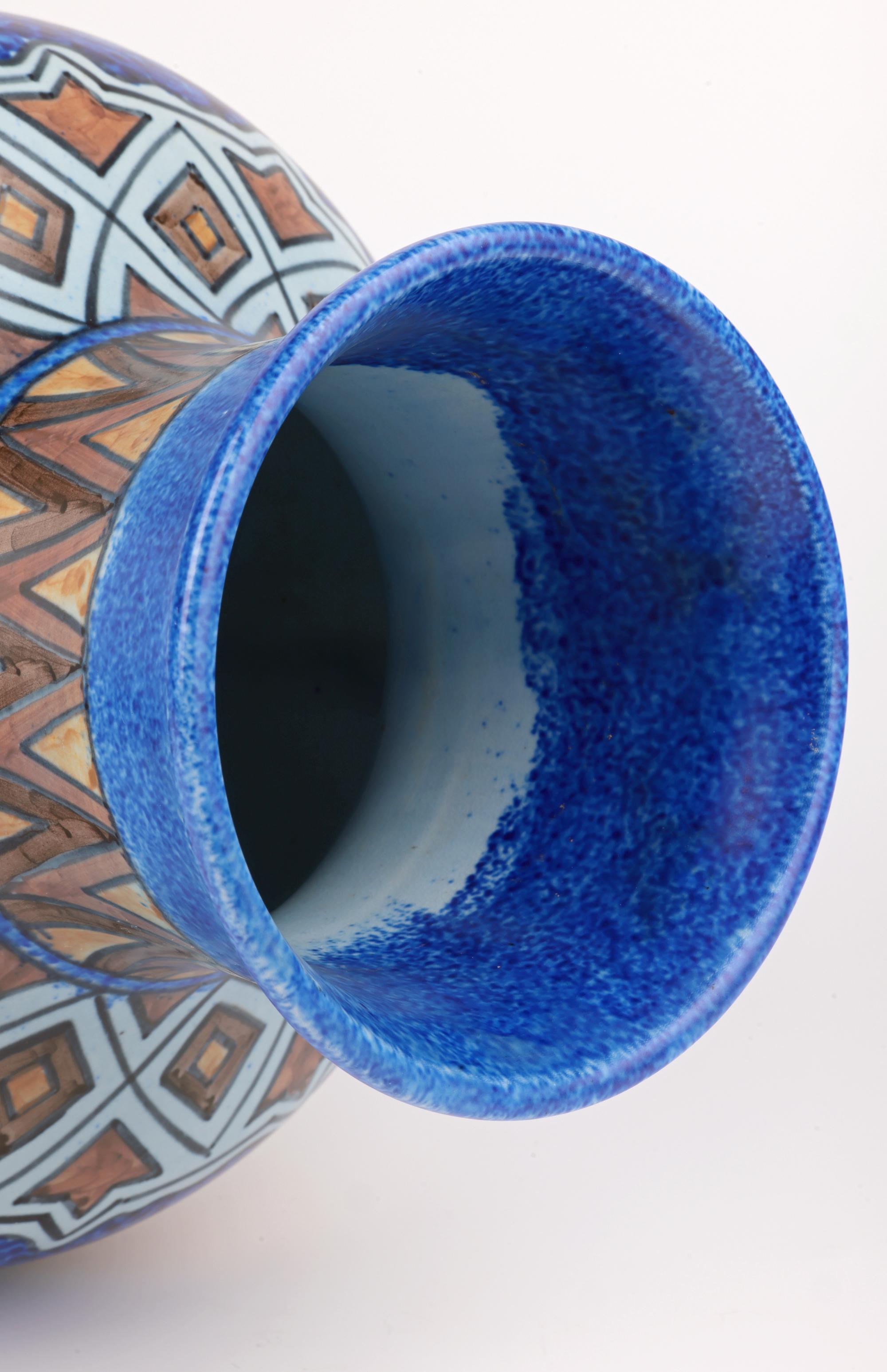 George Clews Tunstall Chameleon Ware Large Hand-Painted Vase For Sale 1