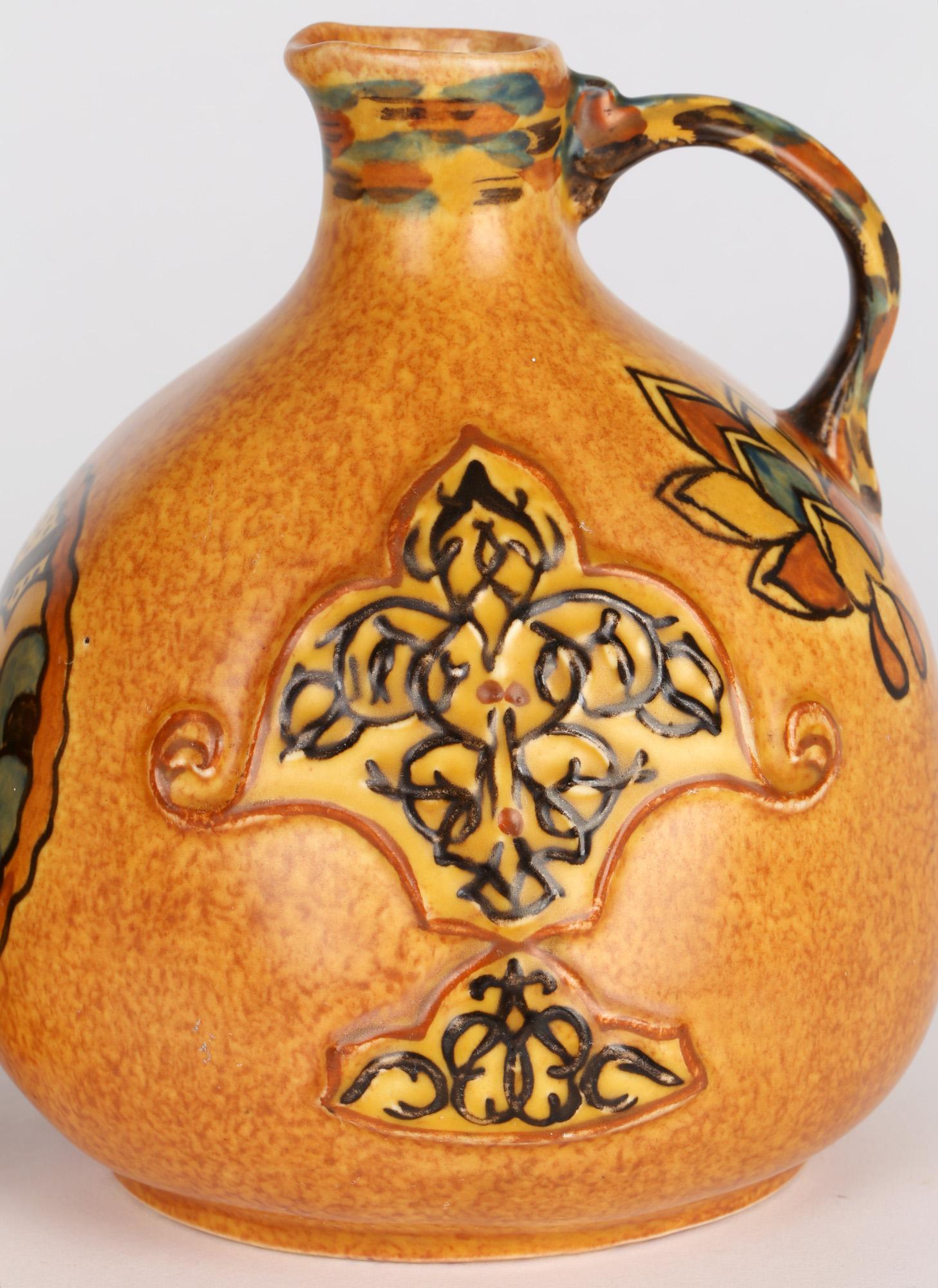 George Clews Tunstall Pair Chameleon Ware Art Deco Persian Pottery Jugs In Good Condition For Sale In Bishop's Stortford, Hertfordshire