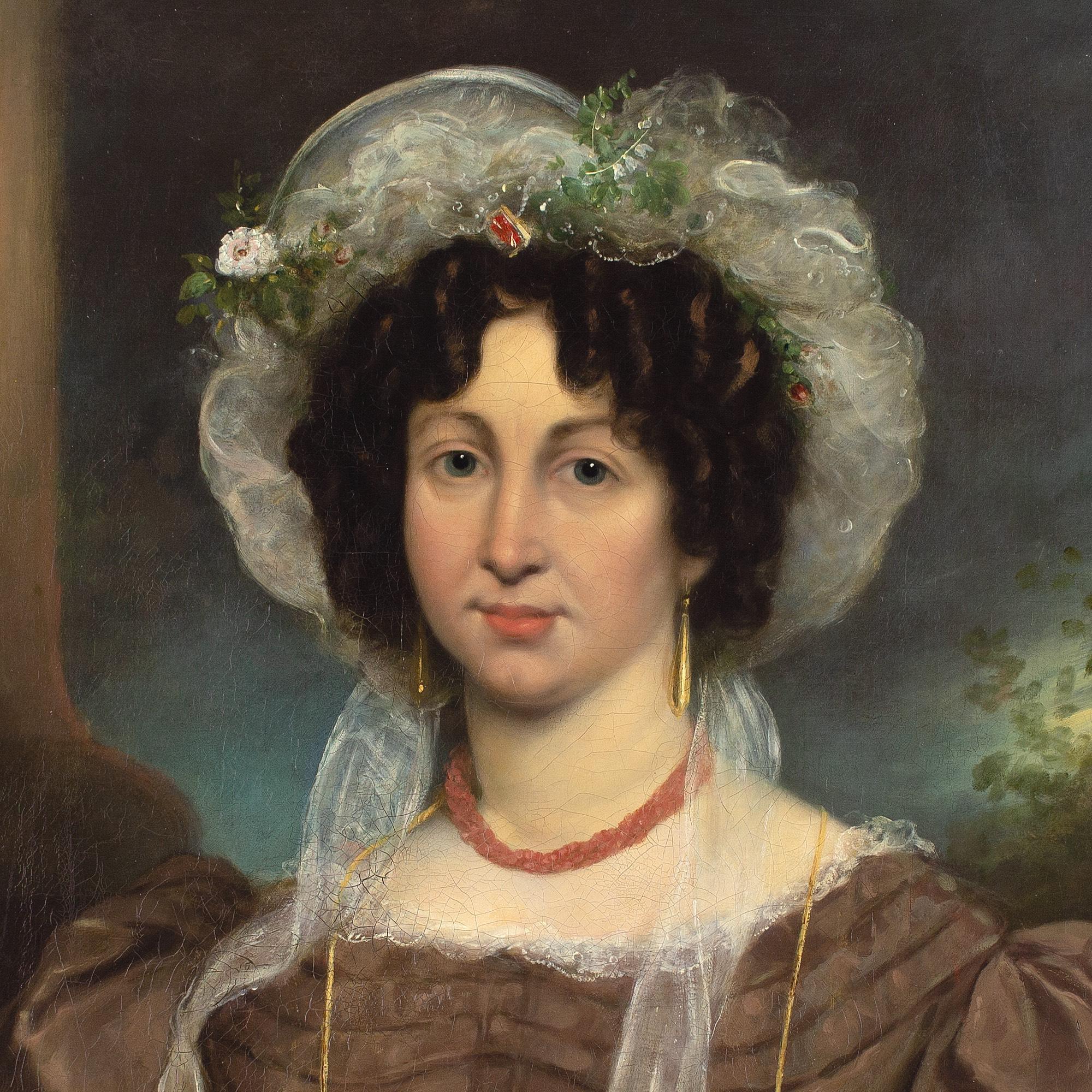 George Clint ARA (zugeschrieben), Porträt einer Dame in einem braunen Kleid im Angebot 4