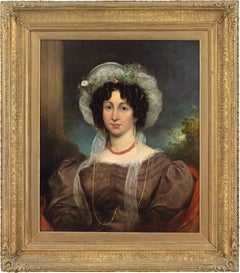 George Clint ARA (Attribuito), Ritratto di signora in abito marrone