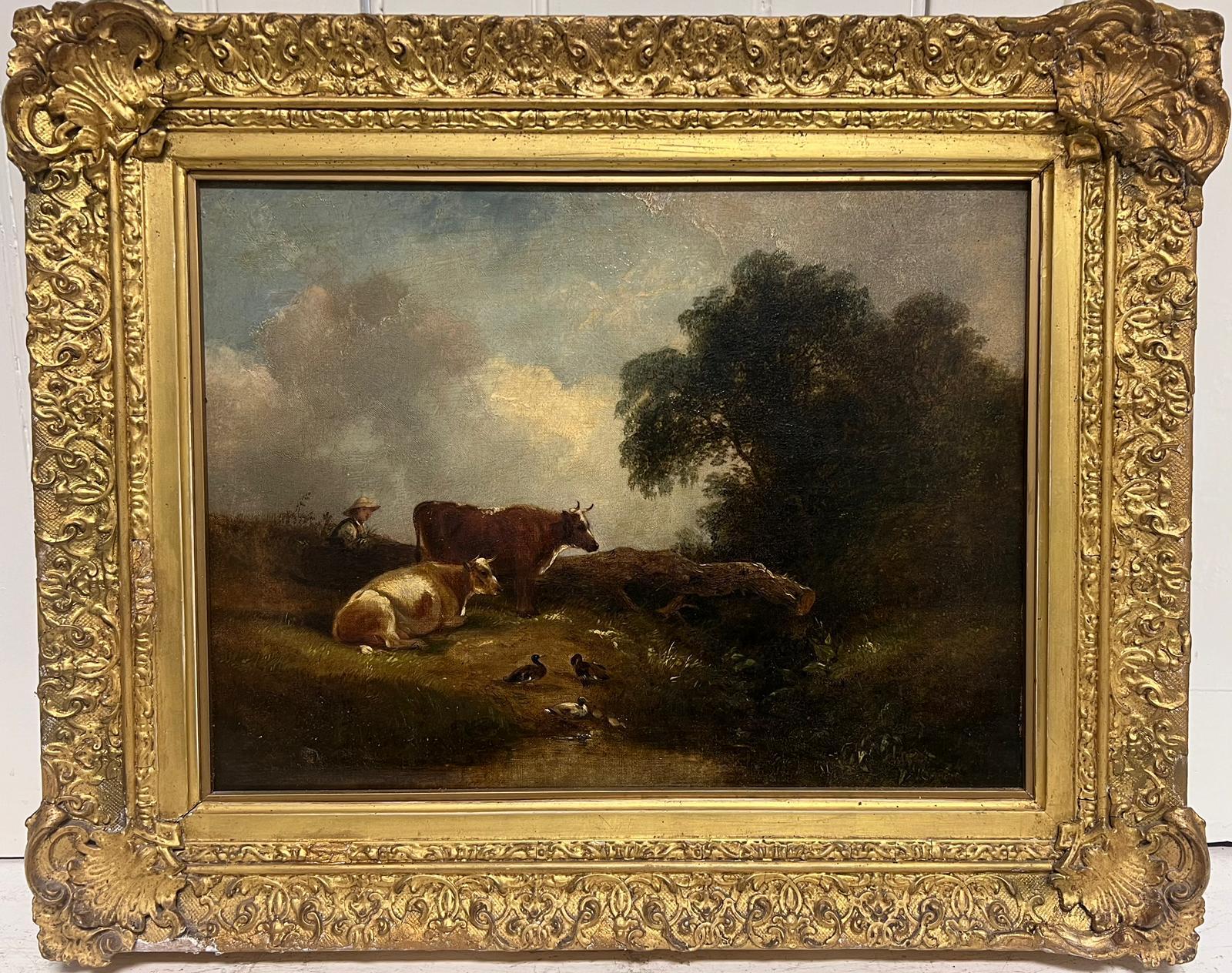 The Close of Day
by George Cole (1810-1883) *see below
oil on canvas, framed
framed: 17 x 22 inches
canvas: 12 x 16 inches
inscribed verso
provenance: private collection, UK
condition: very good and sound condition. Please note, the frame is