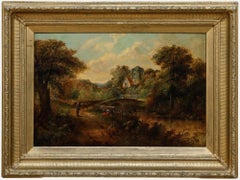 George Cole - 19th Century Oil, Bridge to the Church