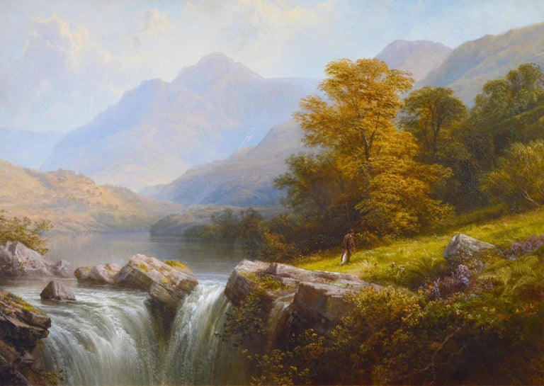 ‘Langdale, Westmorland’ by George Cole (1810-1883). This very large fine oil on canvas of a waterfall in the Lake District of England is signed and dated by the artist and was exhibited at the Royal Society of British Artists in 1879.  

As with all