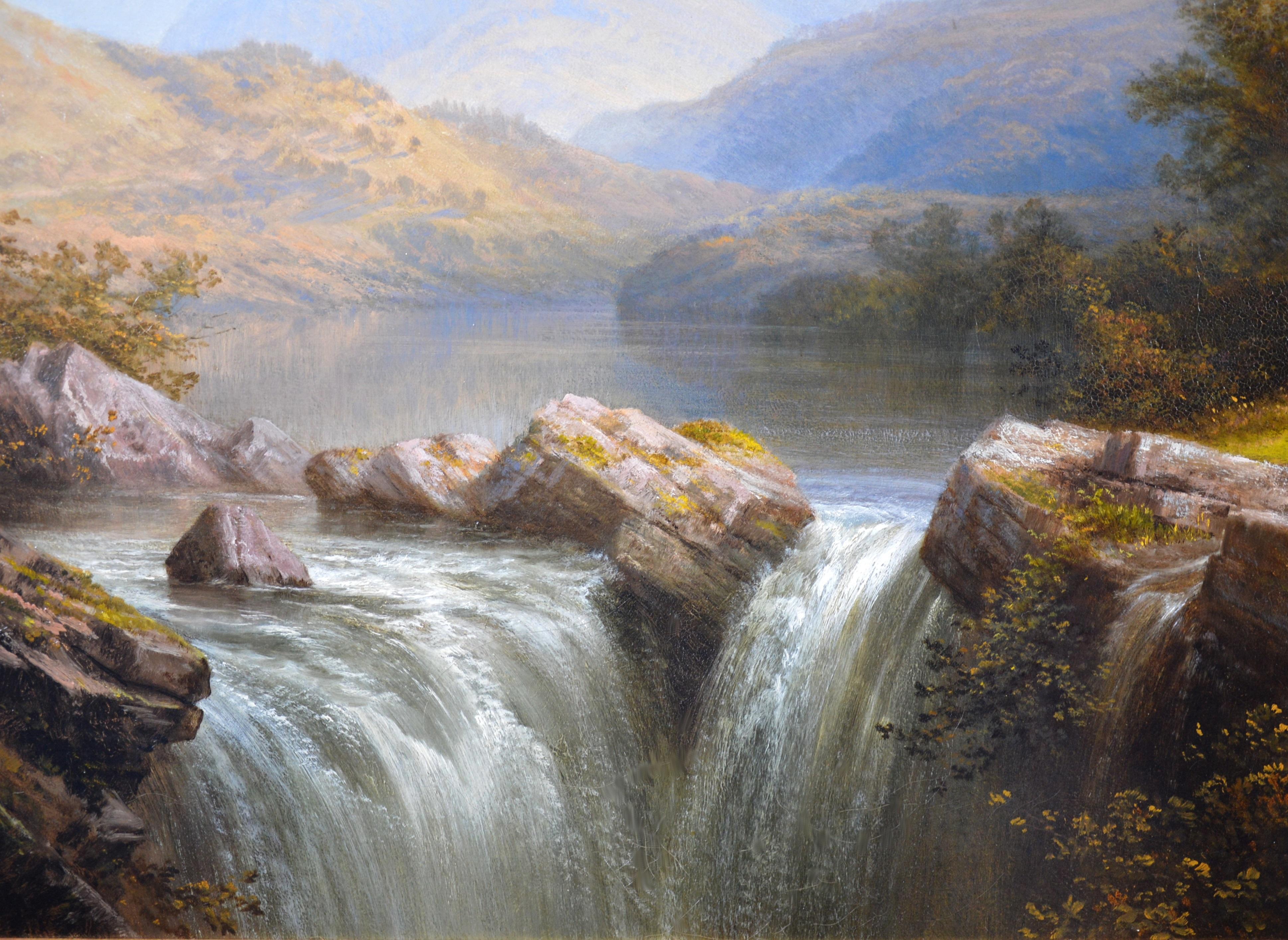 Langdale, Westmorland - Huge 19th Century Oil Painting Royal Academy Landscape  - Brown Landscape Painting by George Cole