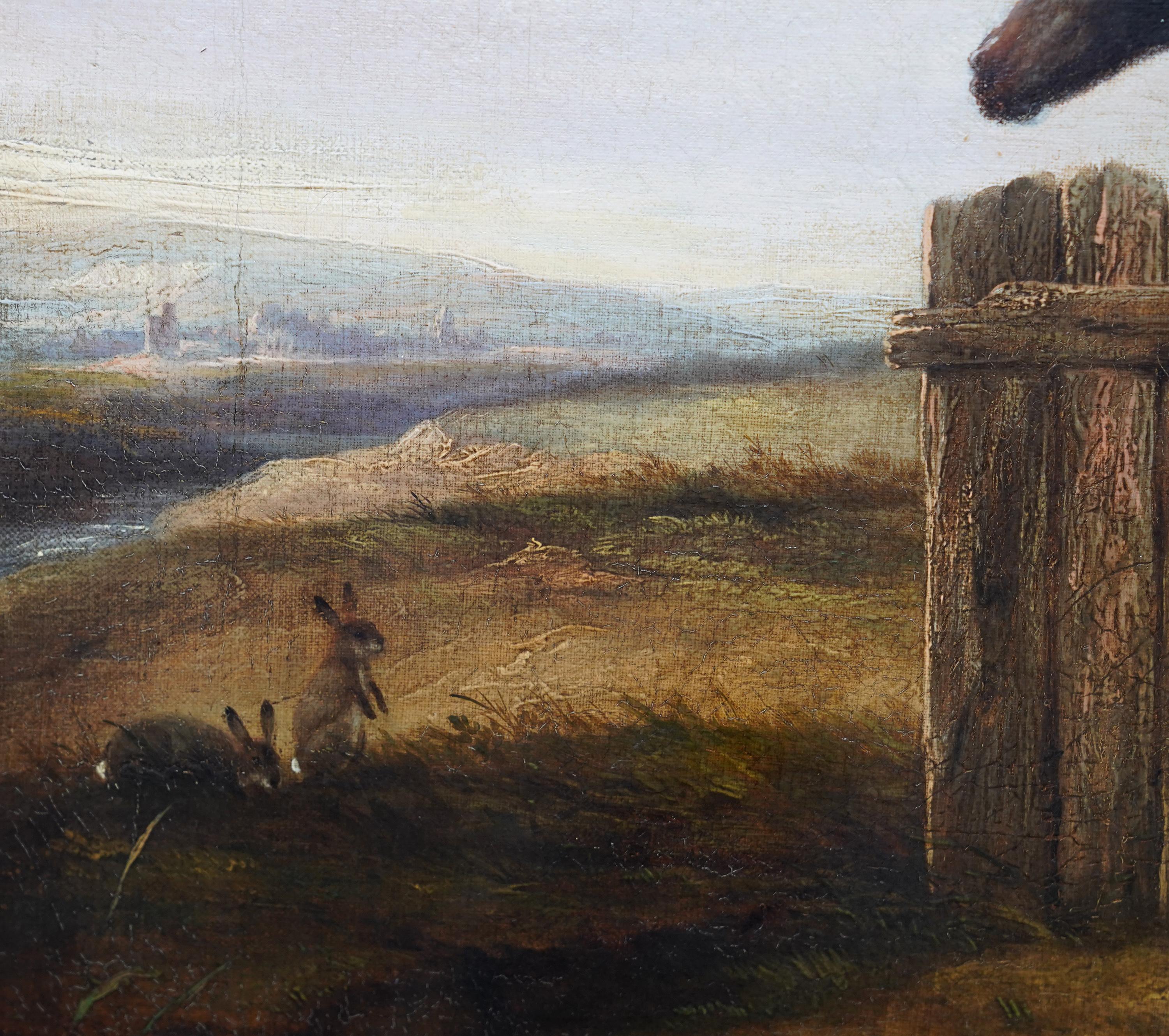 Portrait de deux chevaux dans un paysage - Peinture à l'huile d'art équestre britannique du 19e siècle en vente 2