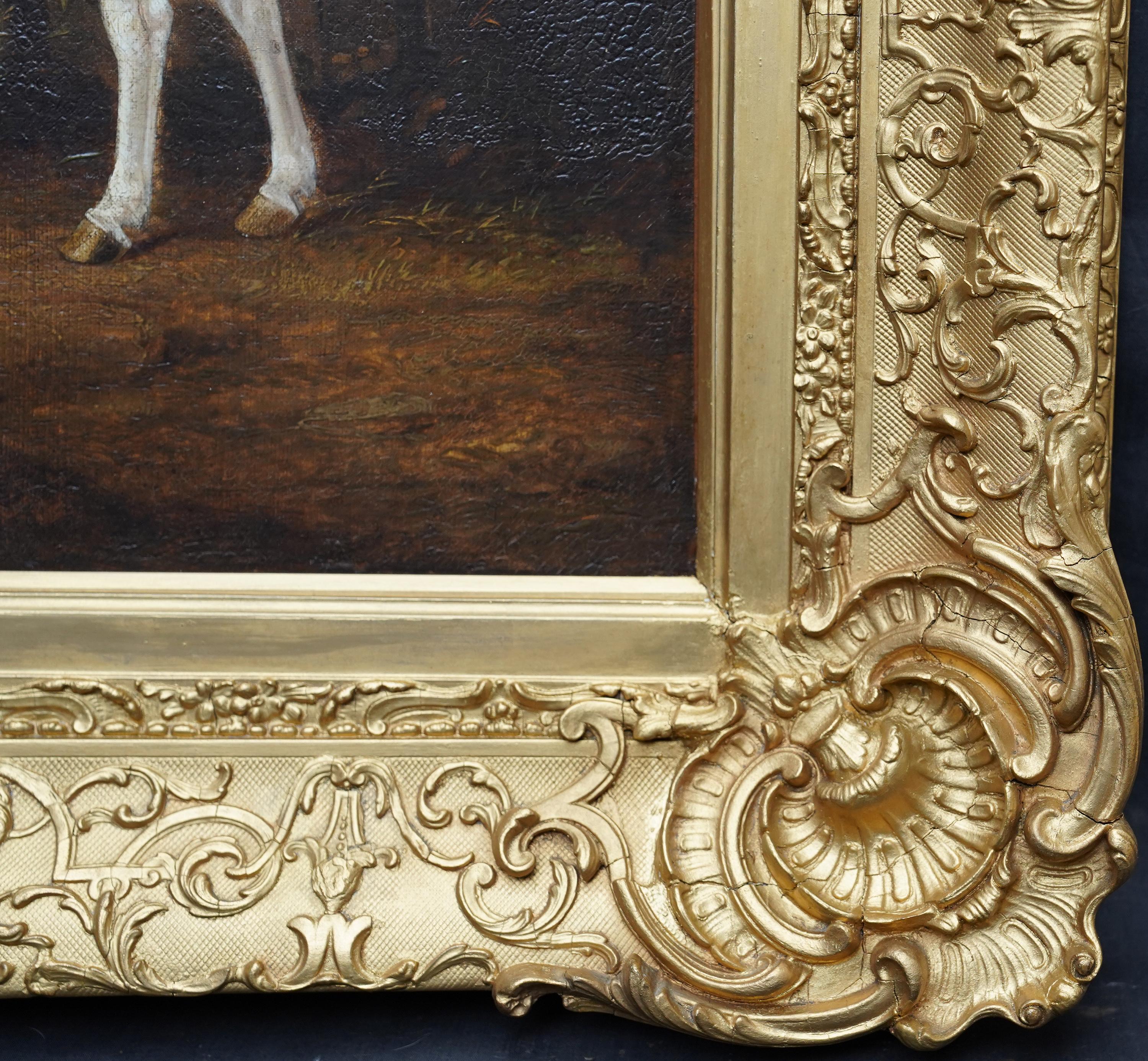 Portrait de deux chevaux dans un paysage - Peinture à l'huile d'art équestre britannique du 19e siècle en vente 4