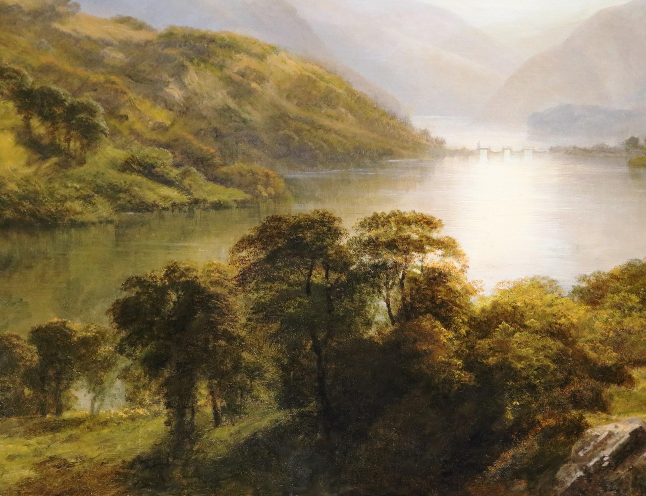 The Lake District - Grande peinture anglaise de paysage de coucher de soleil du 19ème siècle 2