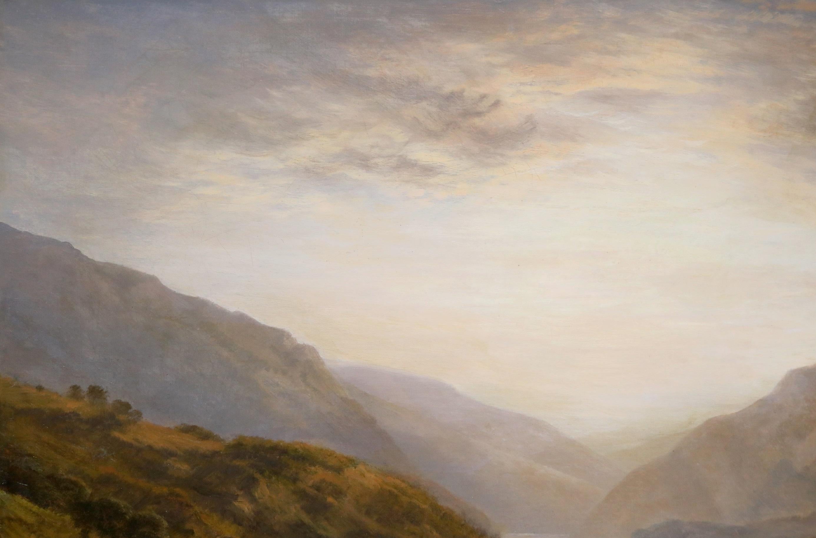 The Lake District - Grande peinture anglaise de paysage de coucher de soleil du 19ème siècle 5
