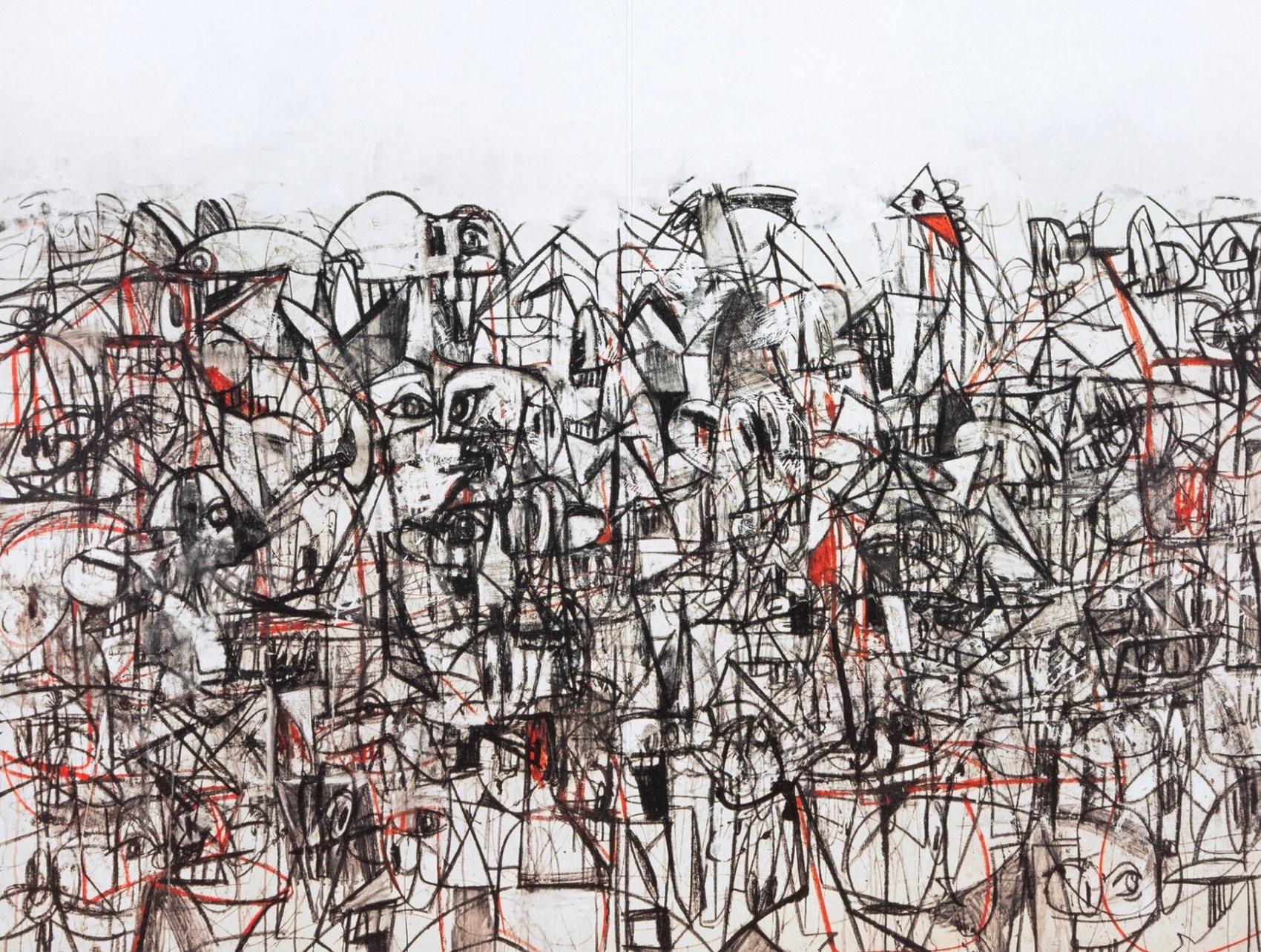 Condo, Compresión Negra y Roja, Dibujo Pinturas (después)