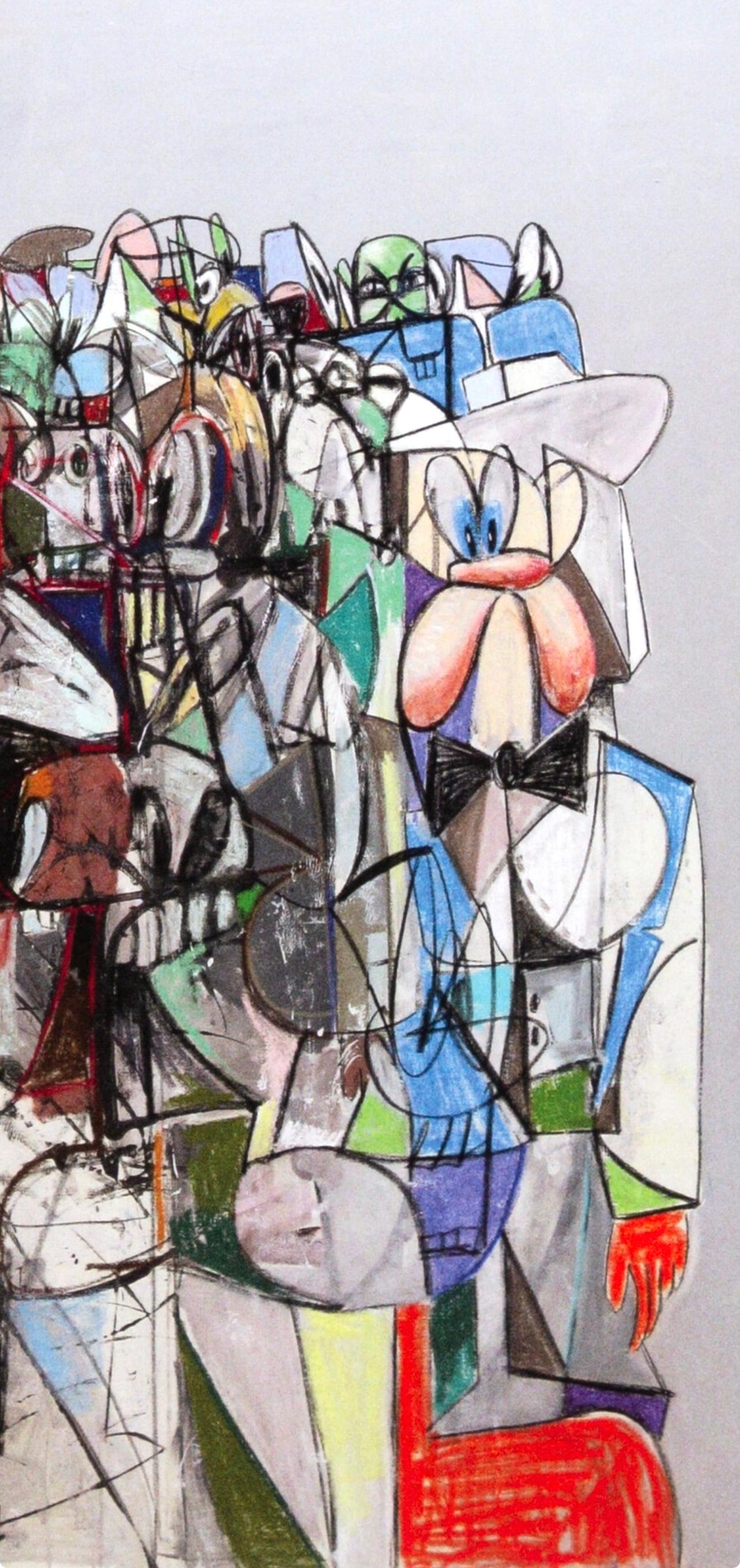 Condo, Compression I, Drawing Paintings (after) - Gray Abstract Print by George Condo
