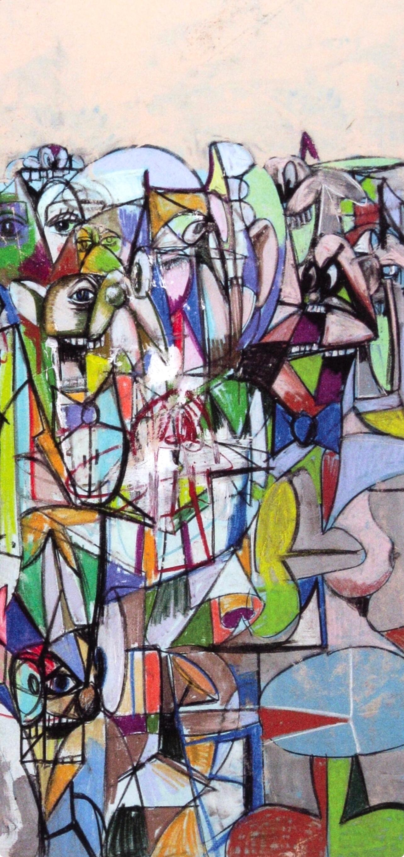 Condo, Compresión III, Dibujo Pinturas (después de) - Figurative Print Gris de George Condo