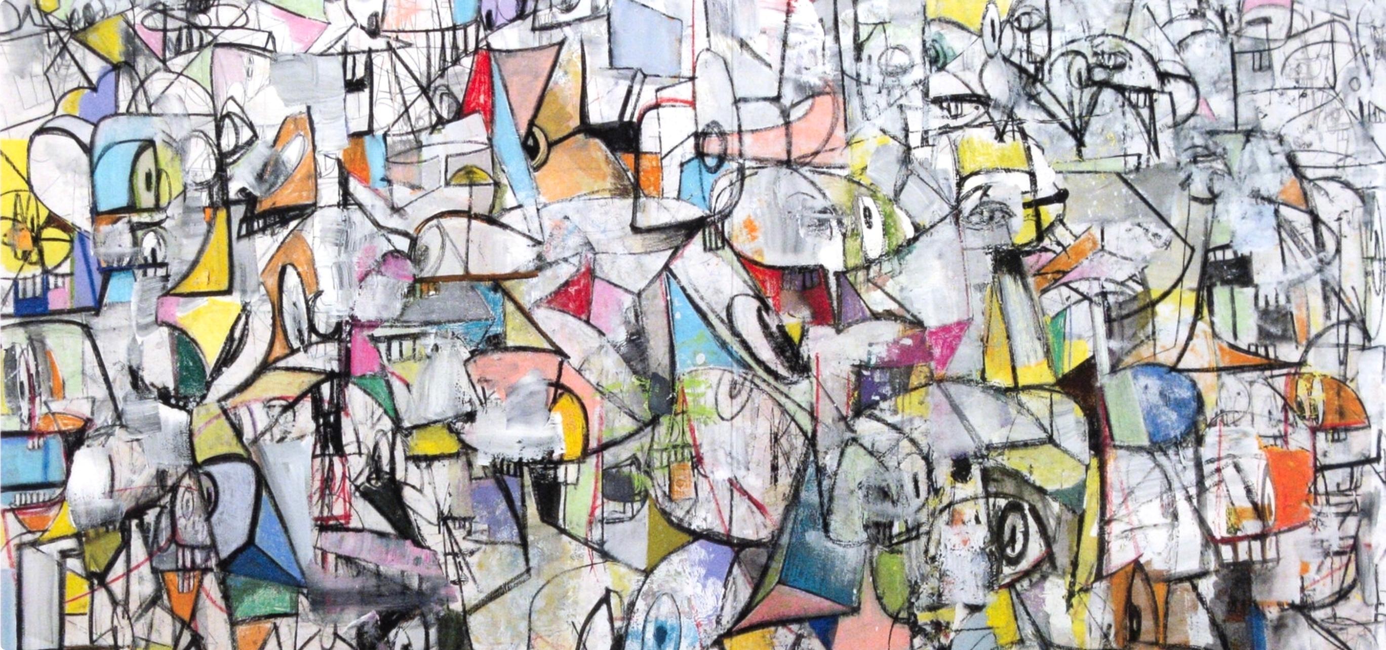 Condo, Compresión VI, Dibujo Pinturas (después) - Print de George Condo