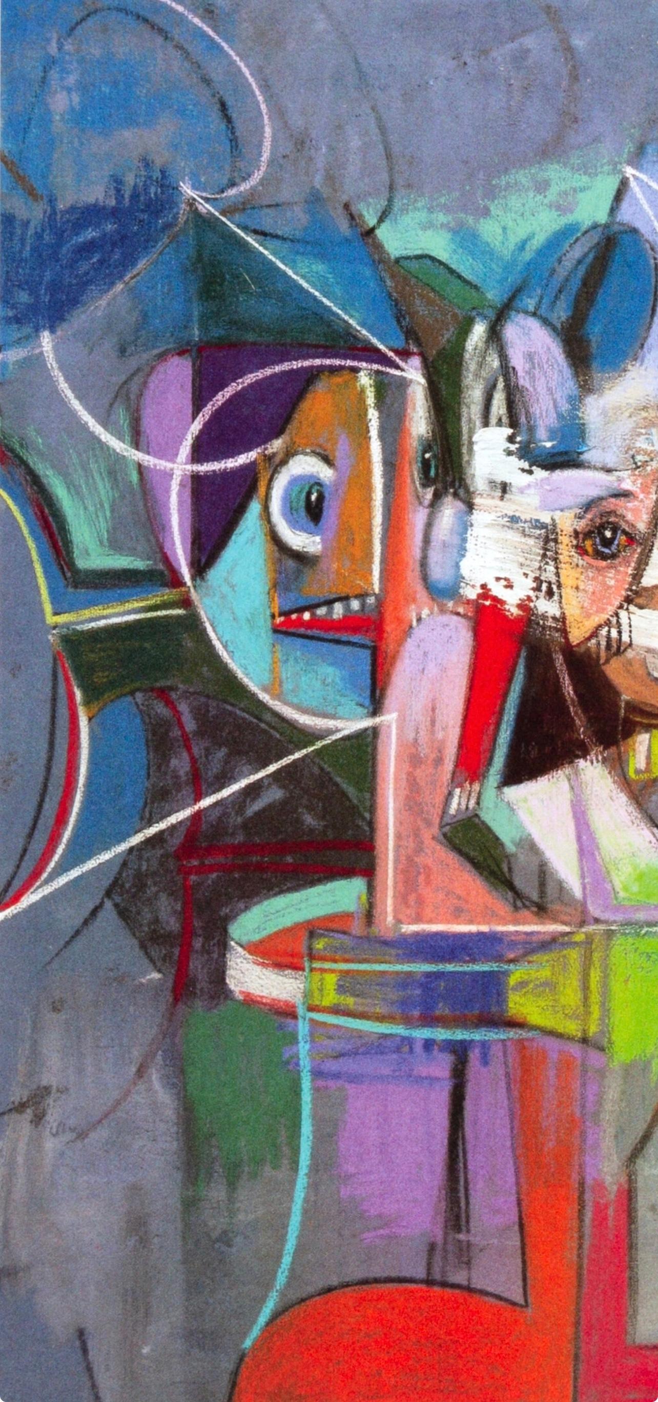 Condo, Cabezas y dedos de los pies, Pinturas de dibujos (después de) - Abstract Print Gris de George Condo