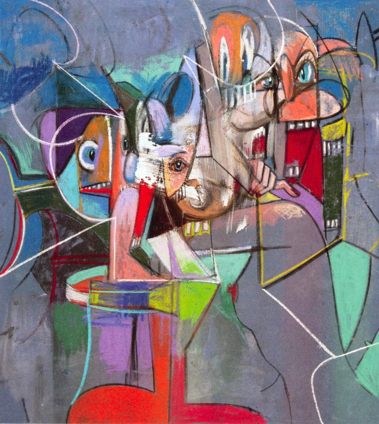 Abstract Print de George Condo - Condo, Cabezas y dedos de los pies, Pinturas de dibujos (después de)
