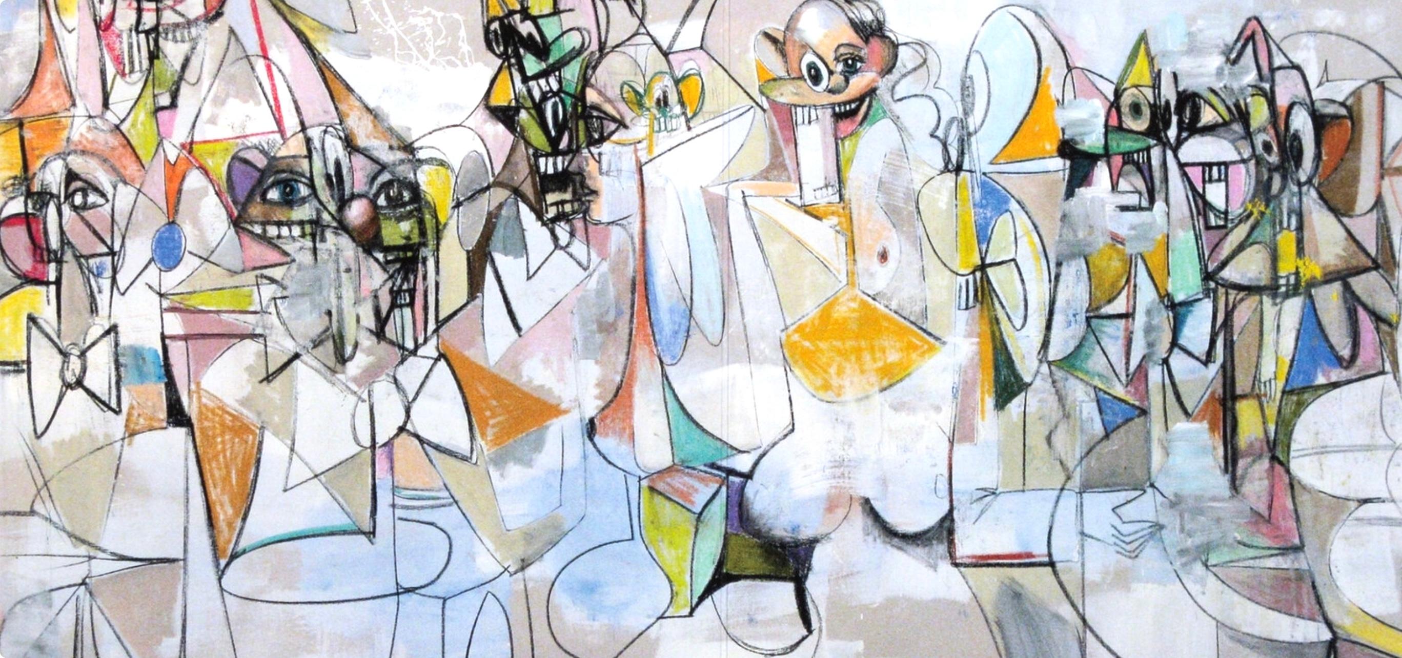 Condo, Figure parallele, Disegni dipinti (dopo) - Print Contemporaneo di George Condo