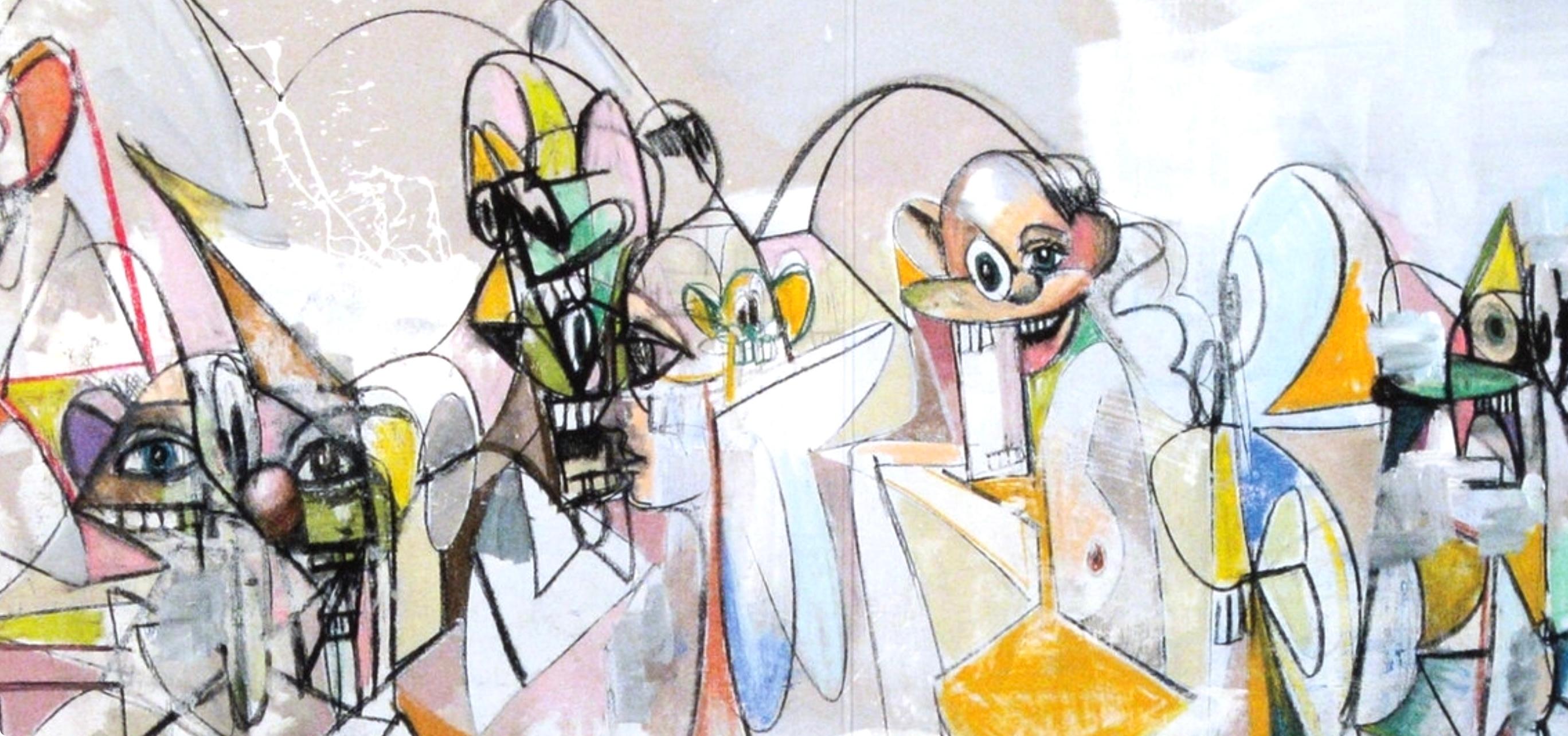 Stampa in quadricromia su carta vélin. Formato carta: 10,75 x 18,5 pollici, con piega centrale, come da edizione. Iscrizione: Non firmato e non numerato, come emesso. Note: Dal volume, George Condo, Drawing Paintings, 2011. Pubblicato da Skarstedt