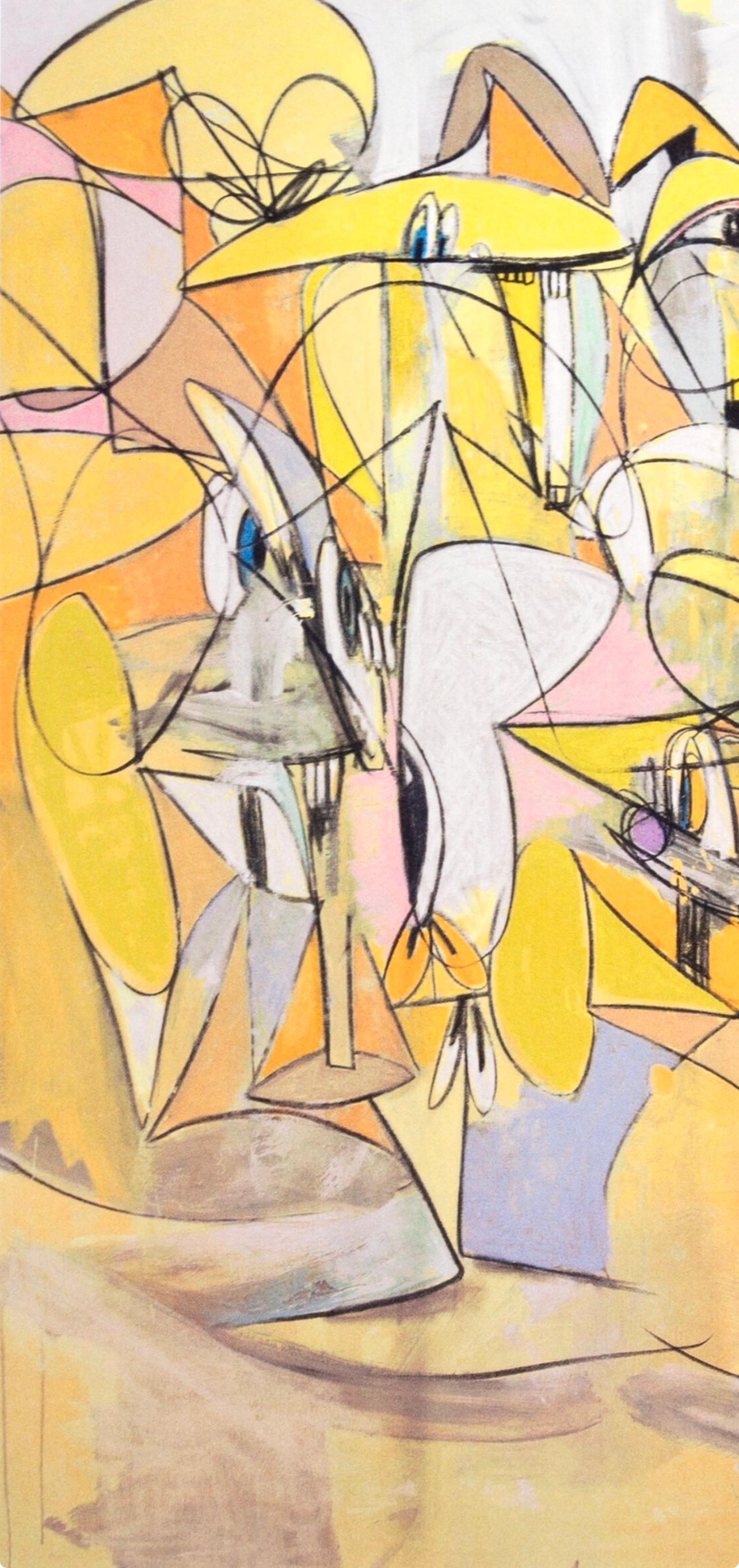 Condo, Barrido Rosa y Amarillo, Dibujo Pinturas (después) - Print de George Condo