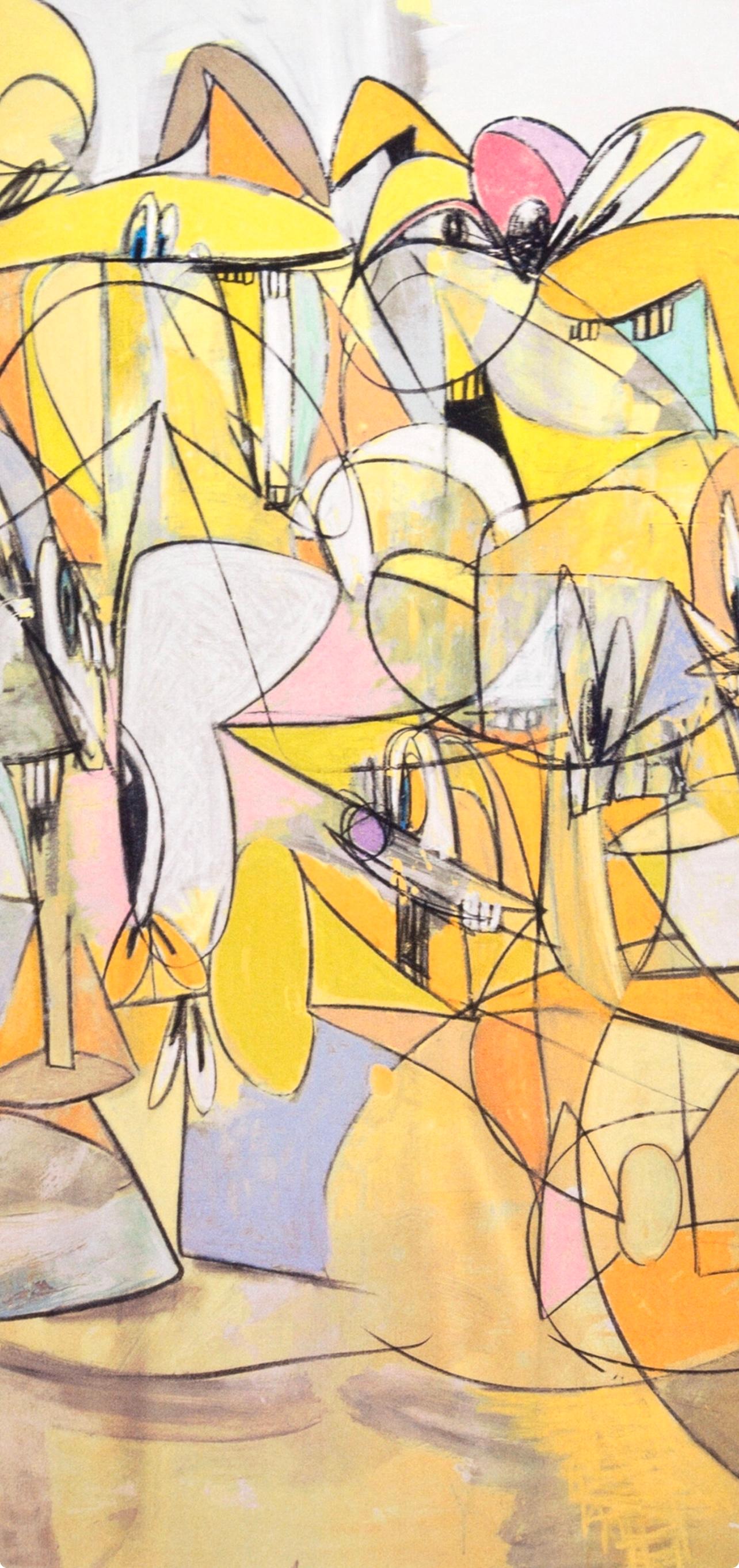 Condo, Barrido Rosa y Amarillo, Dibujo Pinturas (después) - Print Contemporáneo de George Condo