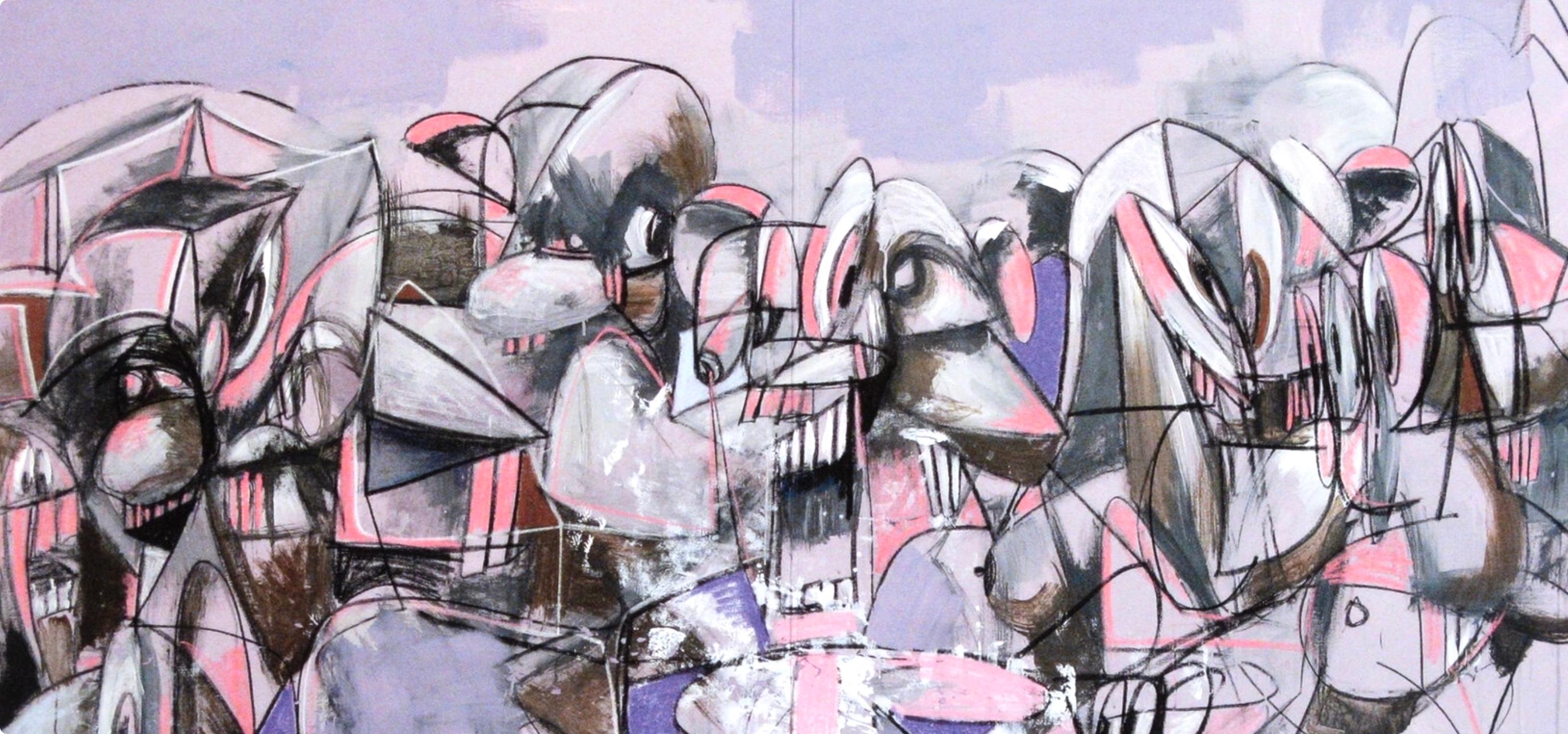 Condominio, Compresión púrpura, Dibujo Pinturas (después) - Print de George Condo