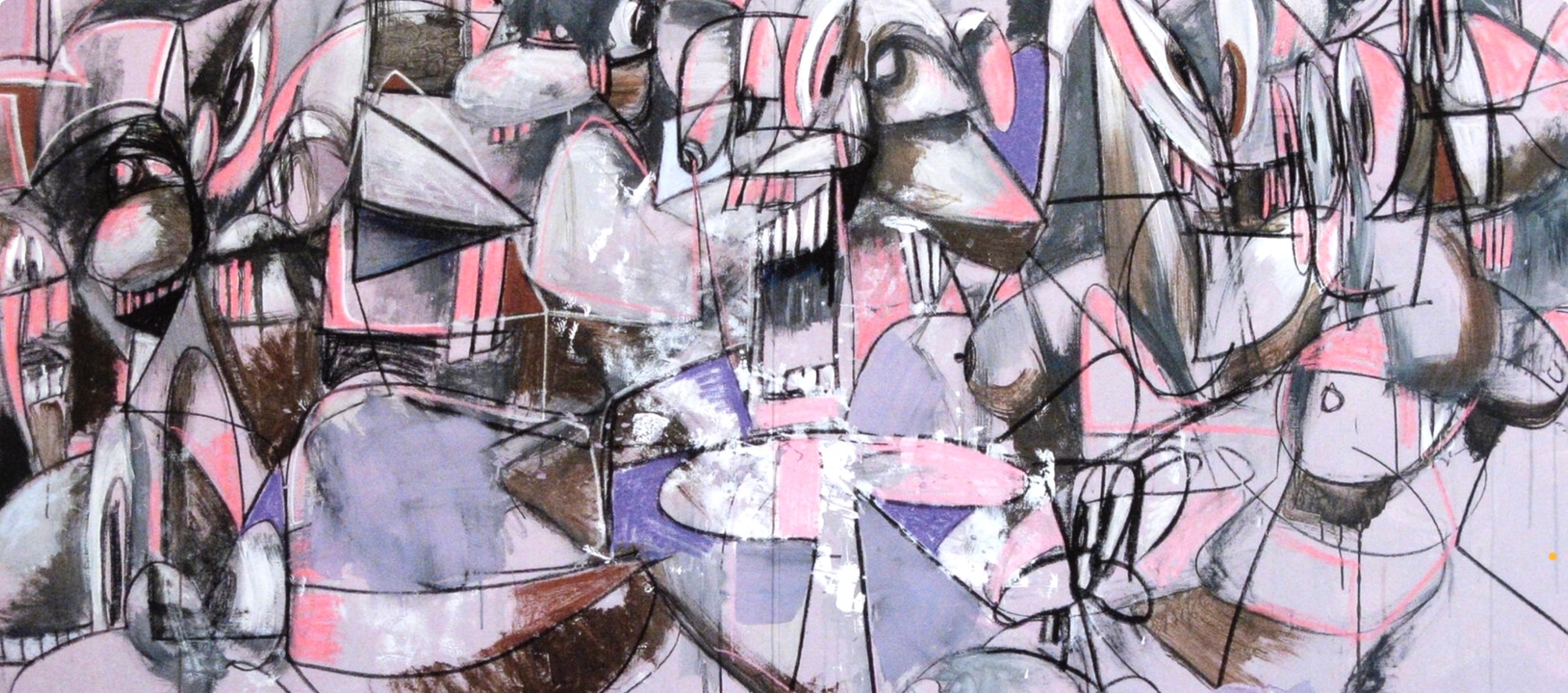 Condominio, Compresión púrpura, Dibujo Pinturas (después) - Print Contemporáneo de George Condo