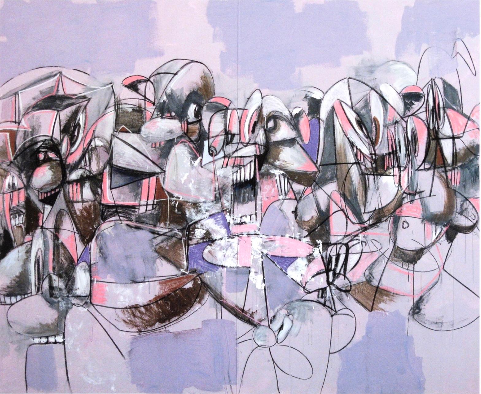 Figurative Print de George Condo - Condominio, Compresión púrpura, Dibujo Pinturas (después)