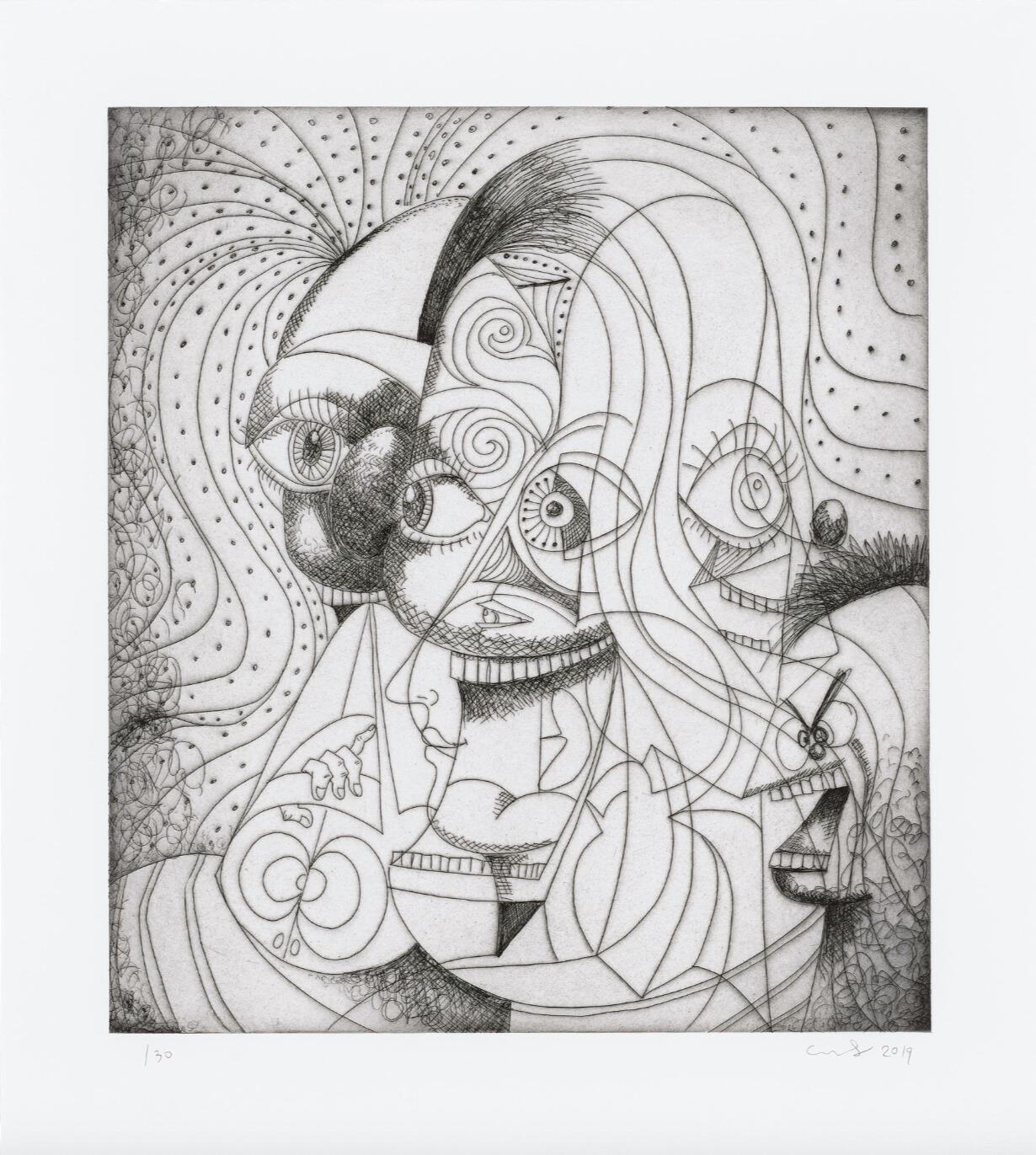 The Insane Clown

By George Condo

2019

Hand-signed, numbered and dated

Etching with drypoint on wove paper

57.2 x 50.8 cm

Edition of 30