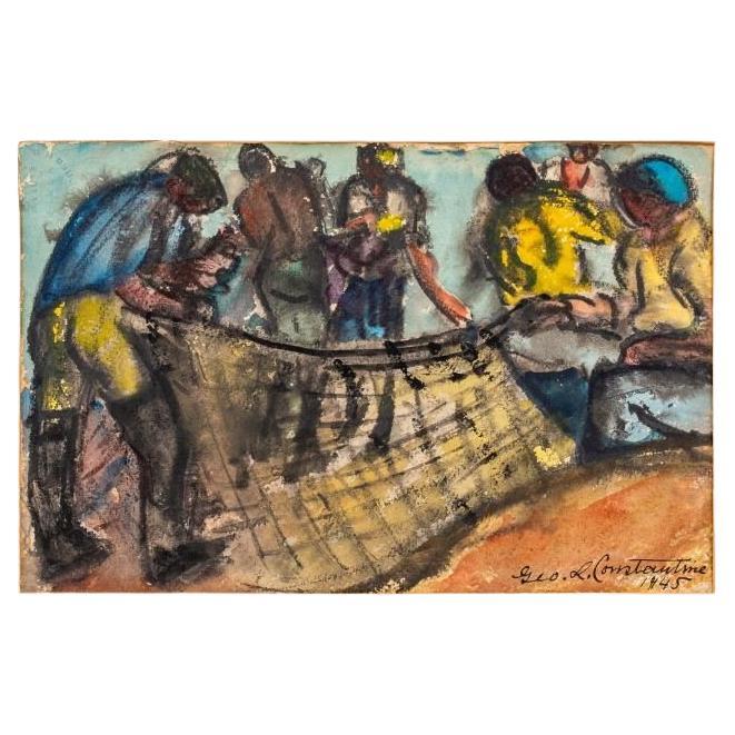 George Constantine Figural Group Watercolor For Sale