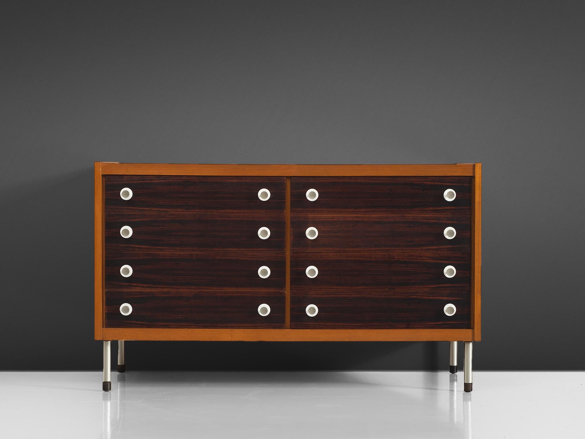 Mid-Century Modern George Coslin Cabinet with Eight Drawers in Teak and Metal