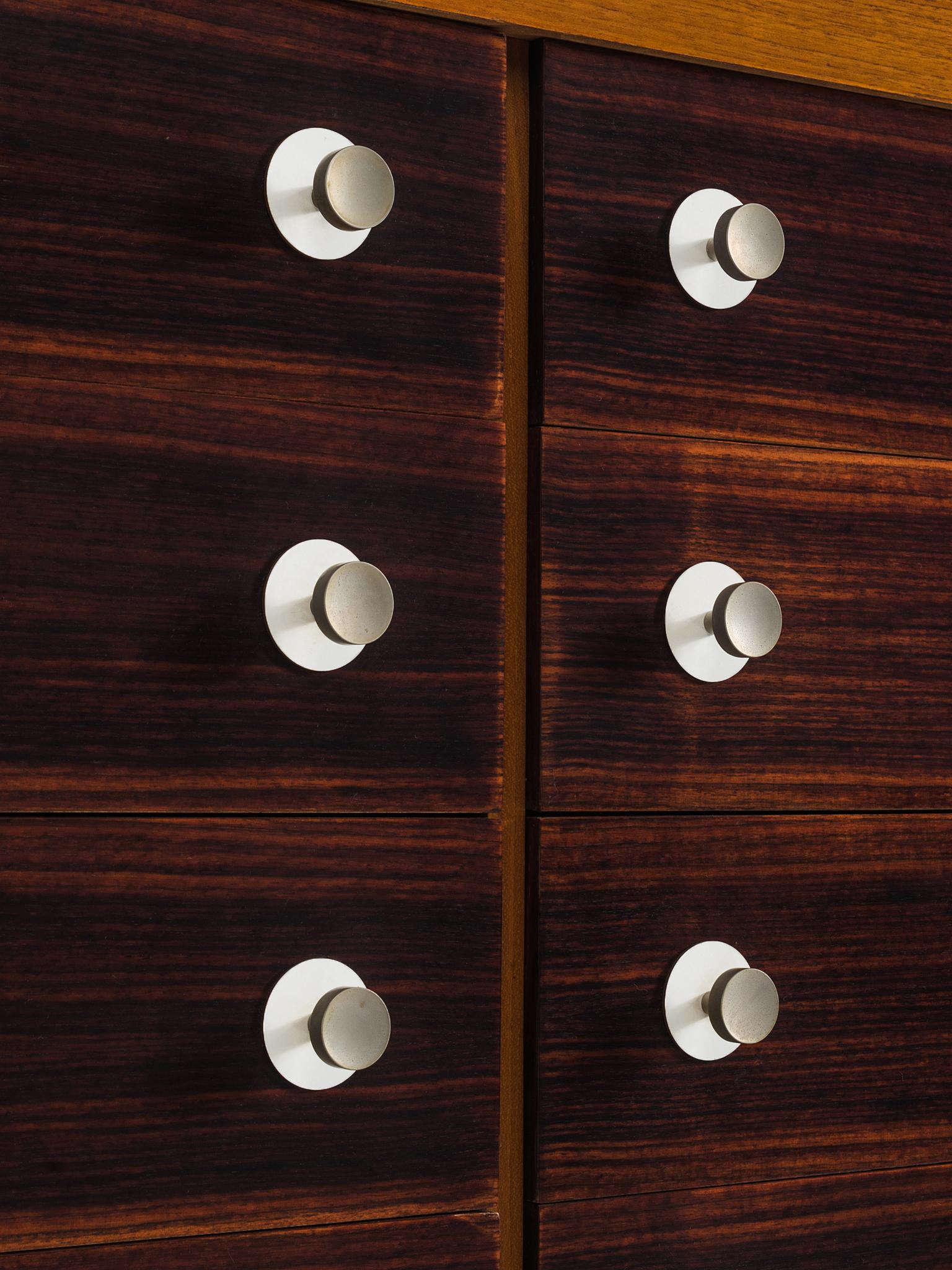 George Coslin Cabinet with Eight Drawers in Teak and Metal In Good Condition In Waalwijk, NL