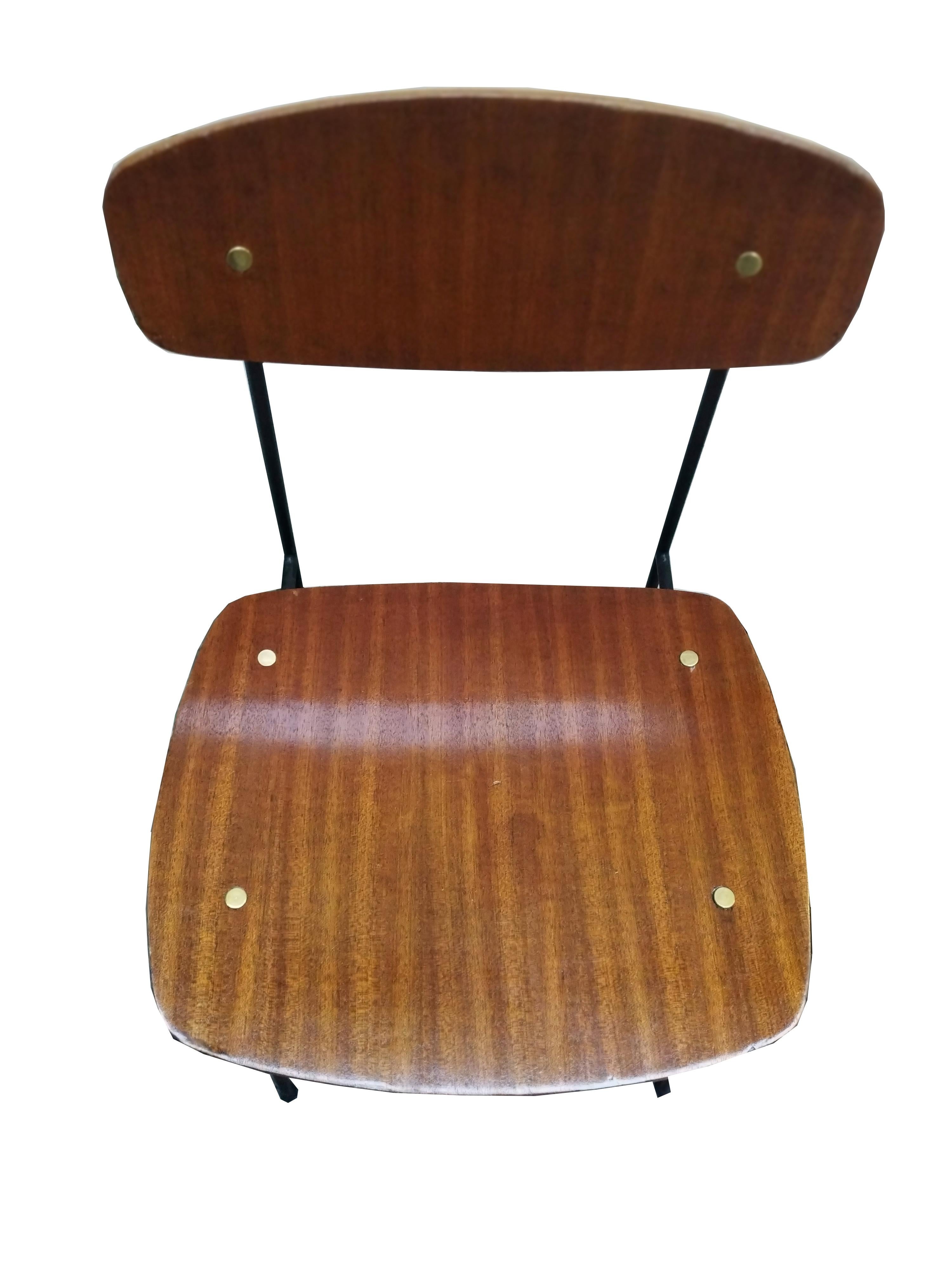 George Coslin pour Faram Ensemble de 4 chaises, Italie années 1950 Bon état - En vente à Naples, IT