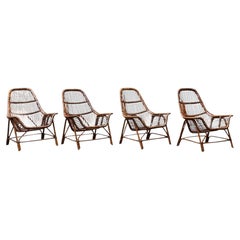 George Coslin for Gervasoni Set of 4 Rattan Armchairs, Italy 1960S