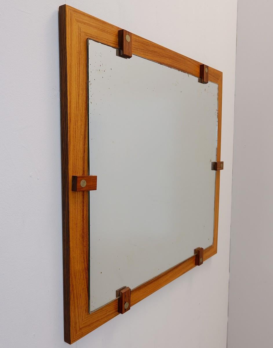 Mid-Century Modern George Coslin Wooden Mirror, Italy For Sale 1