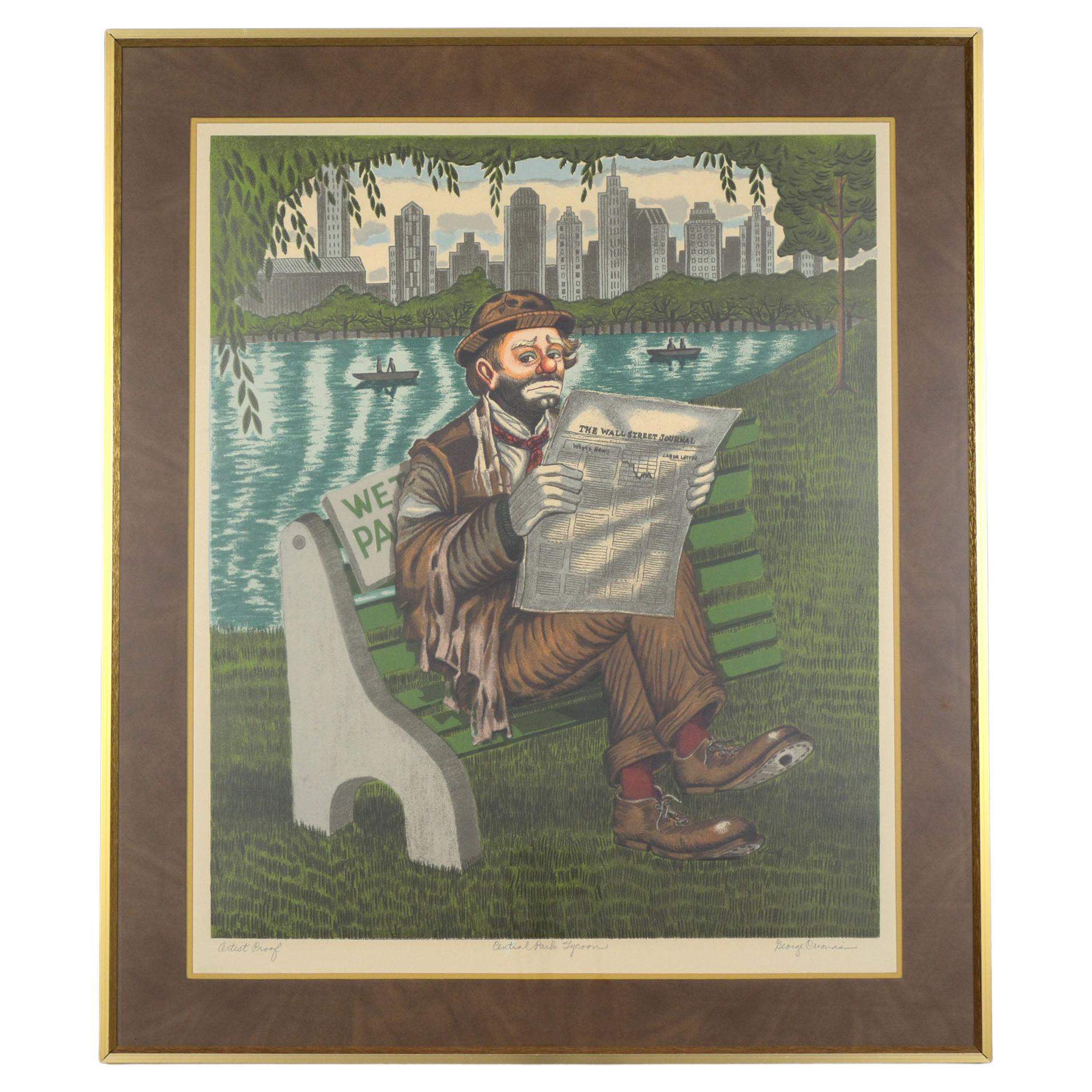 George Crionas' "Central Park Tycoon" Lithograph For Sale