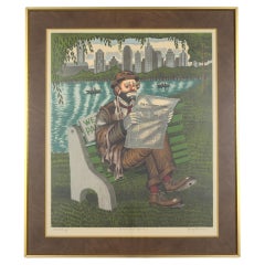 Retro George Crionas' "Central Park Tycoon" Lithograph