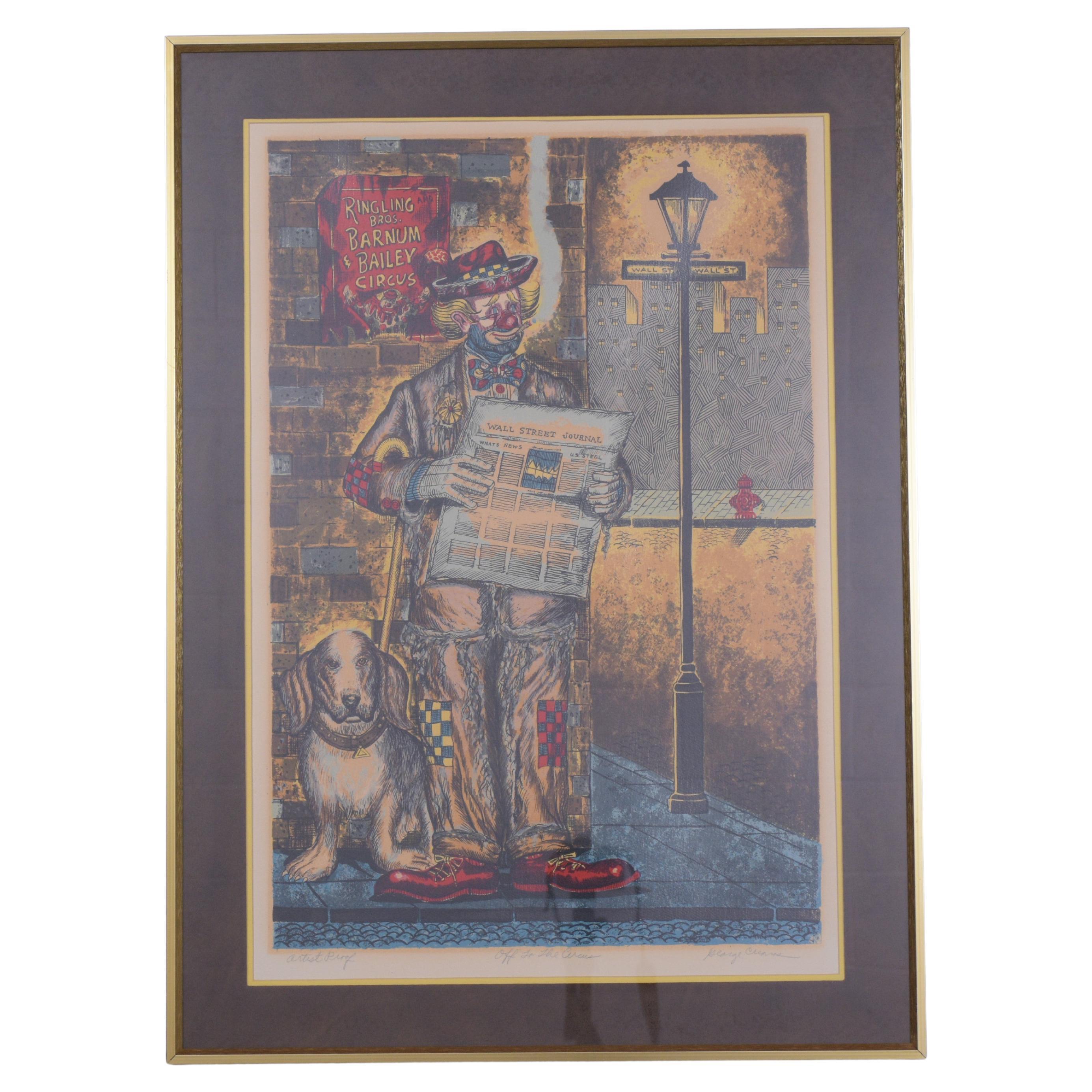 George Crionas' "Off to the Circus" Lithograph For Sale