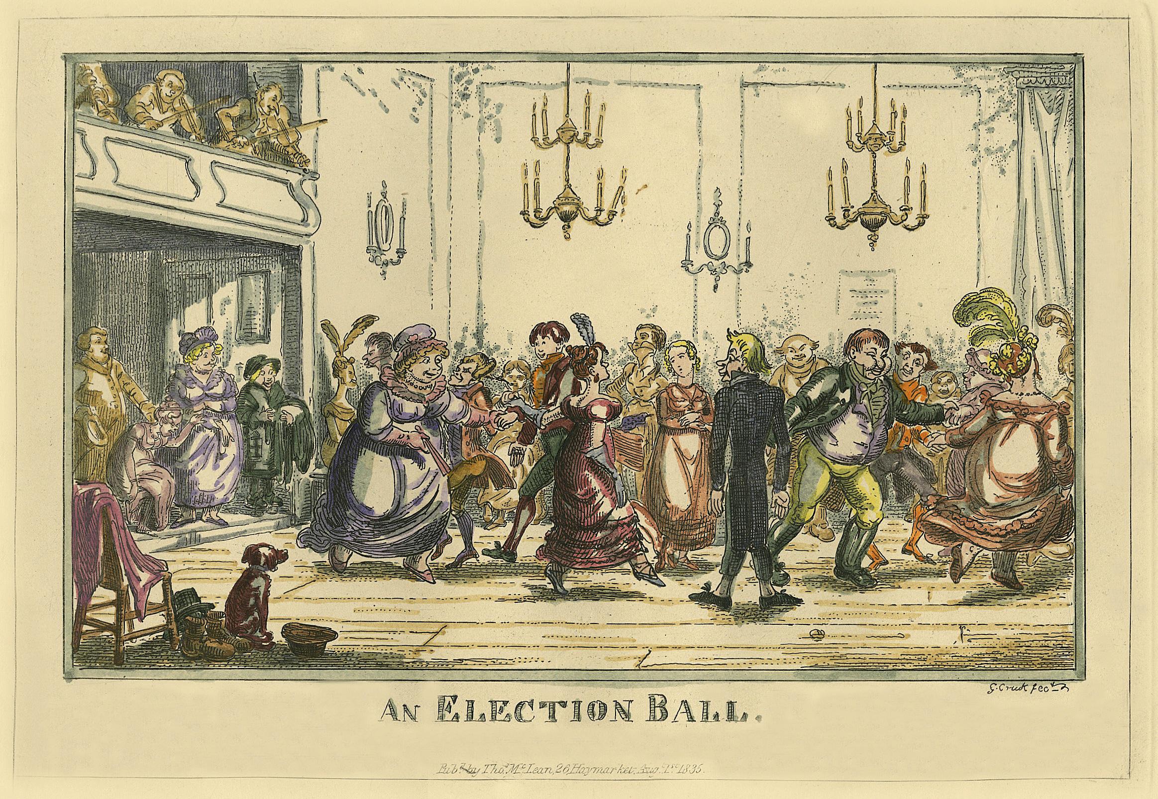 George Cruikshank Interior Print - An Election Ball