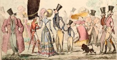 Monstrosities of 1821 etching with hand coloring urban satire pub 1835