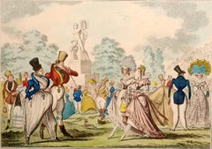 Monstrosities of 1822 designed by Cruikshank urban fashion satire hand colored