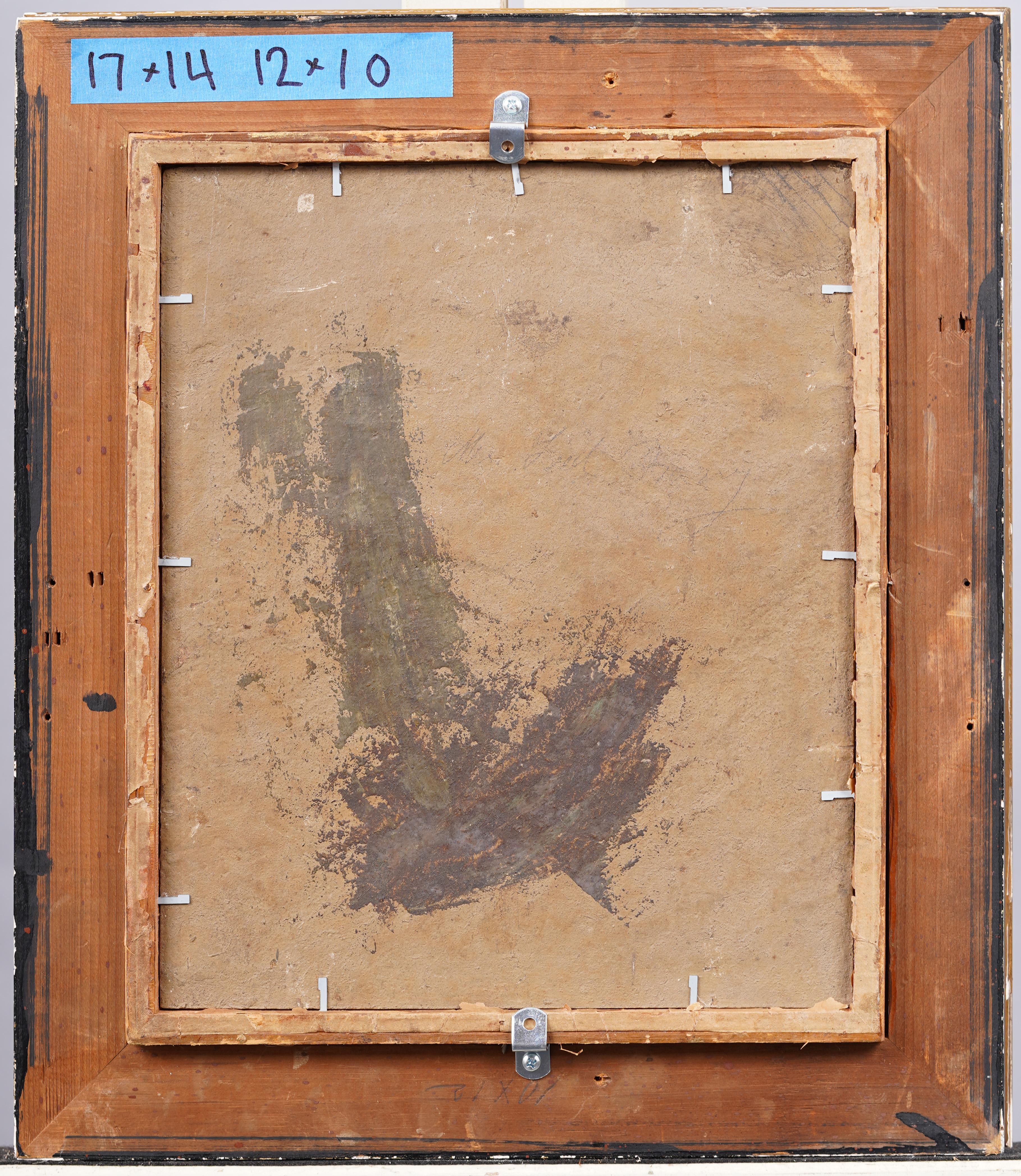 Antico dipinto ad olio americano della Scuola del fiume Hudson firmato Sunset Ruins Landscape 2