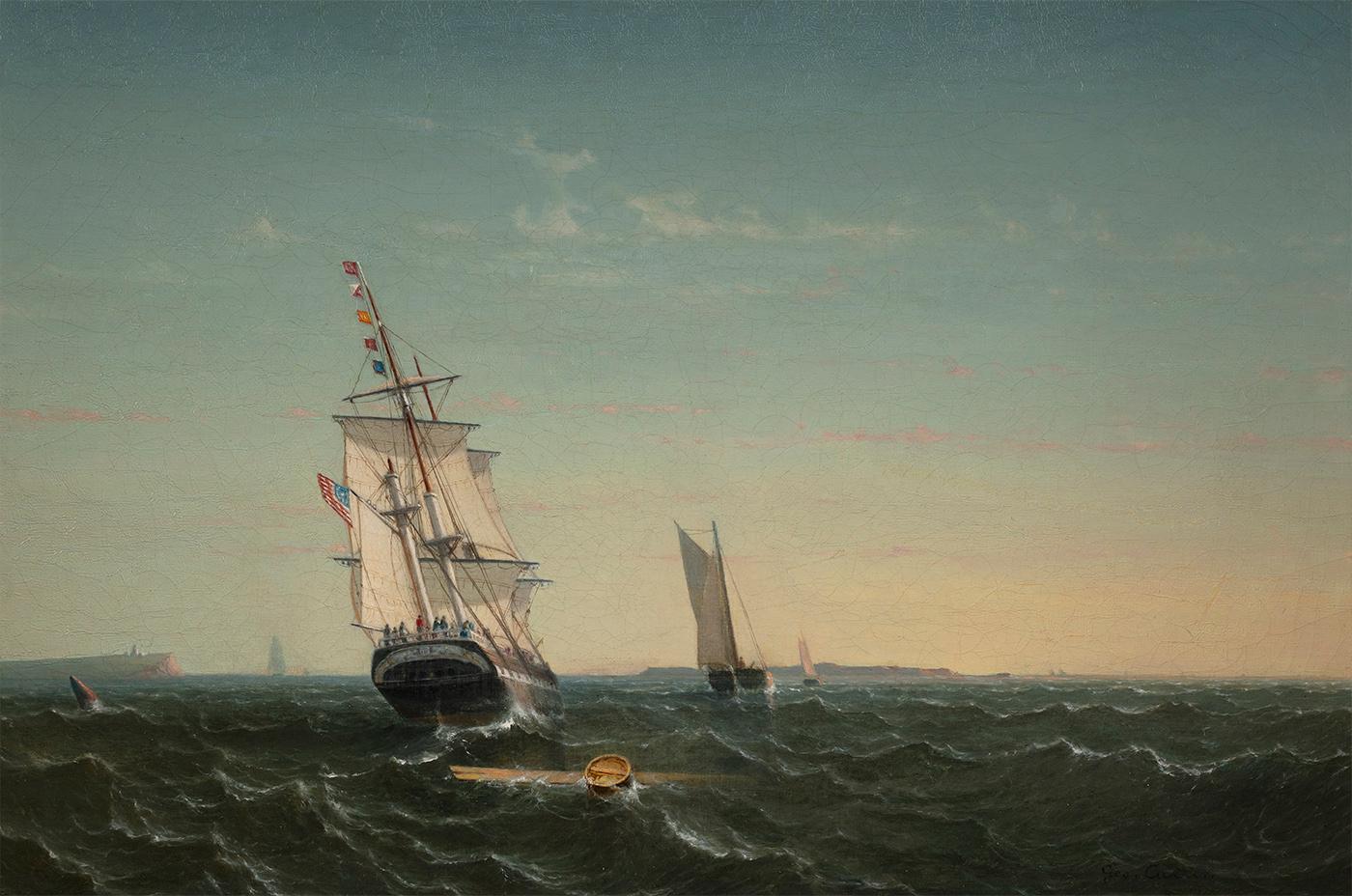 George Curtis Landscape Painting - Sailing Outside Boston 