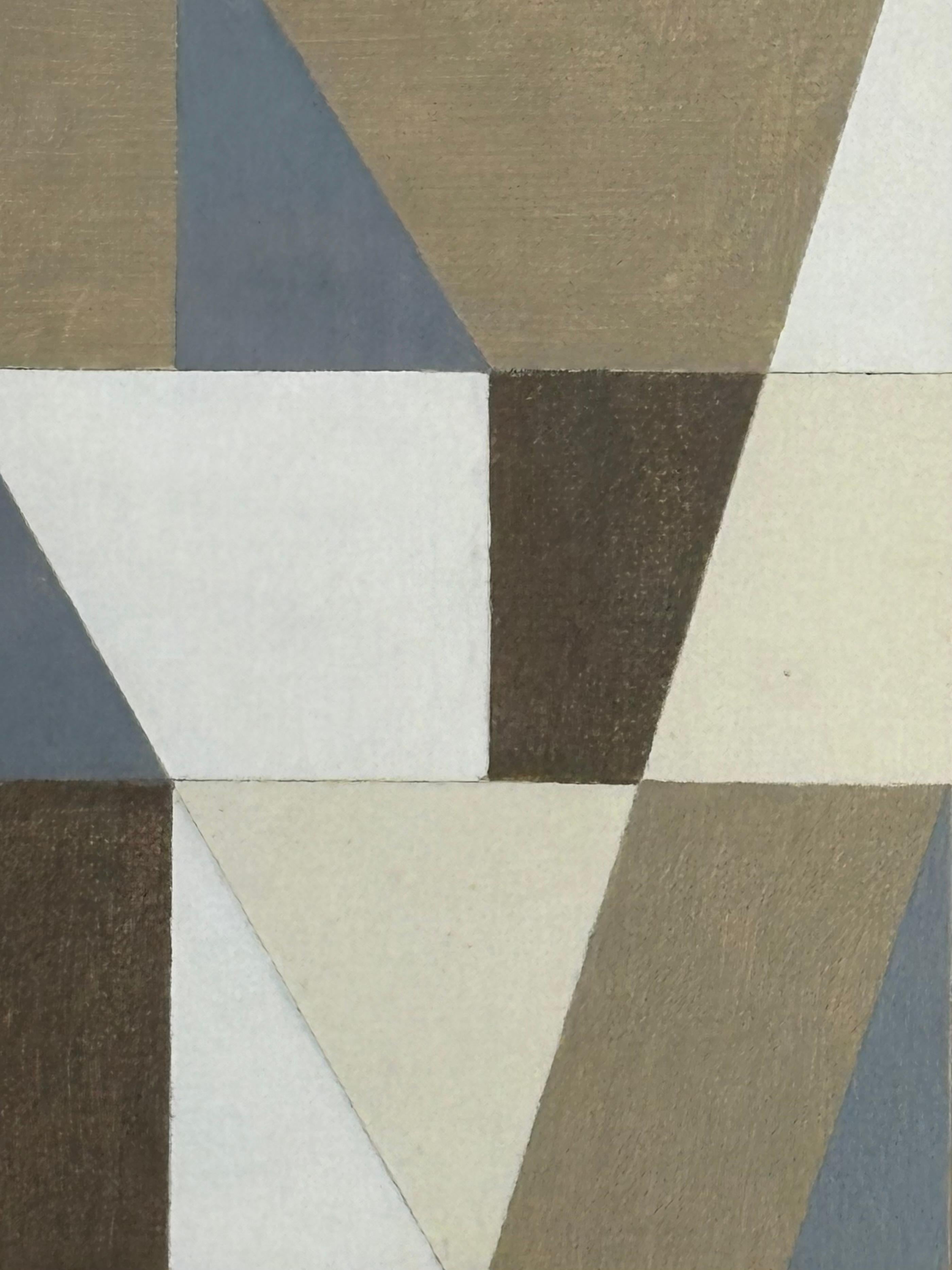 Dipinto George Dannatt, (1915-2009)  Concentrazione di triangoli', Olio su tavola 1994
