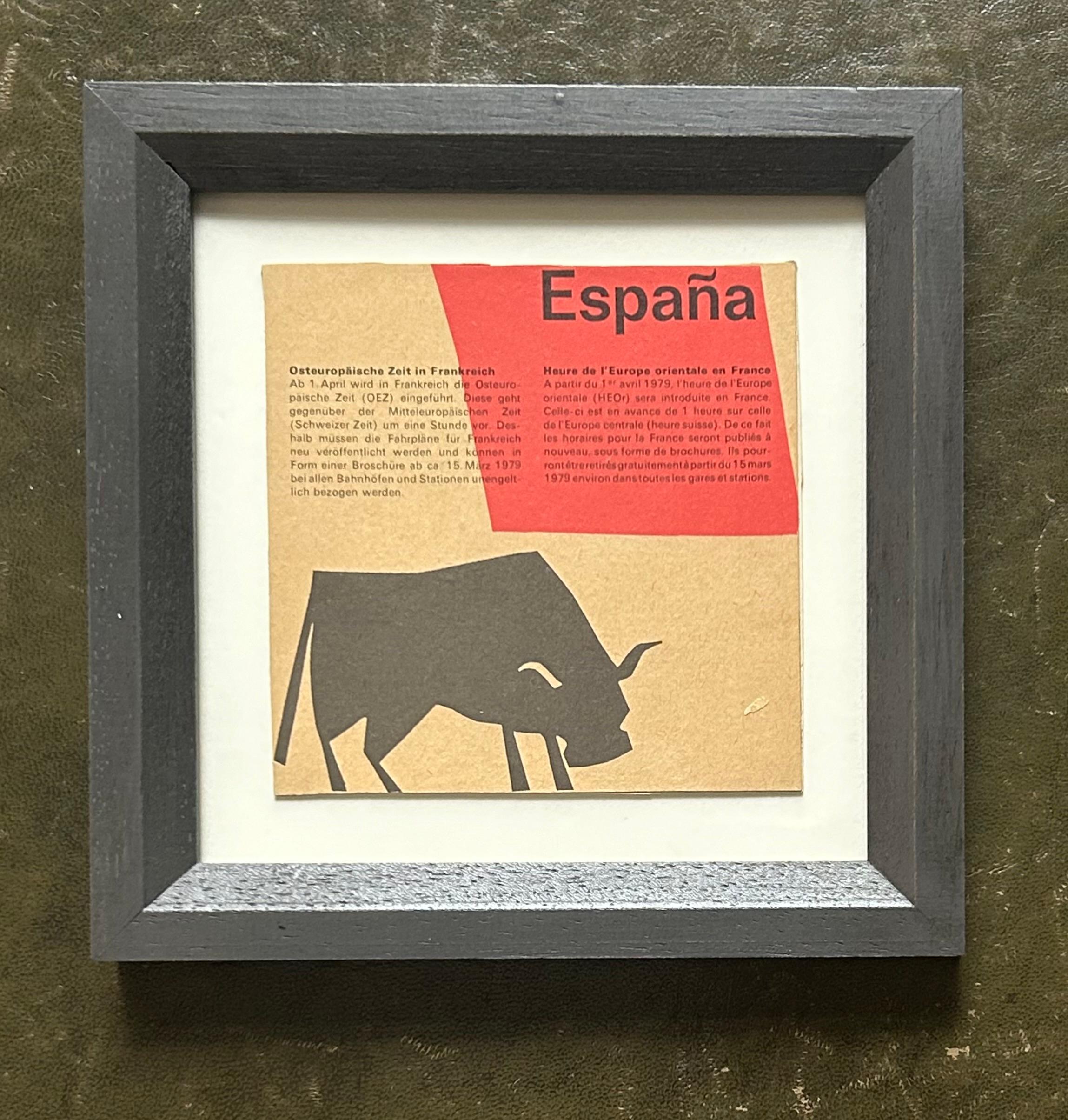 George Dannatt (1915-2009)
Travel motifs: España
Travel Ephemera, 1983  
Image: 10.5 x 10.5 cm  
 Frame: 16.8 x 16.8 cm
Provenance: George & Ann Dannatt Collection/George Dannatt Trust 


George Dannatt’s long career as a painter and sculptor ended