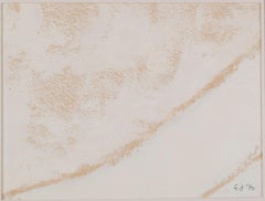 Porthmeor: Two Whites with Circle, Abstract Gouache Painting, 1970