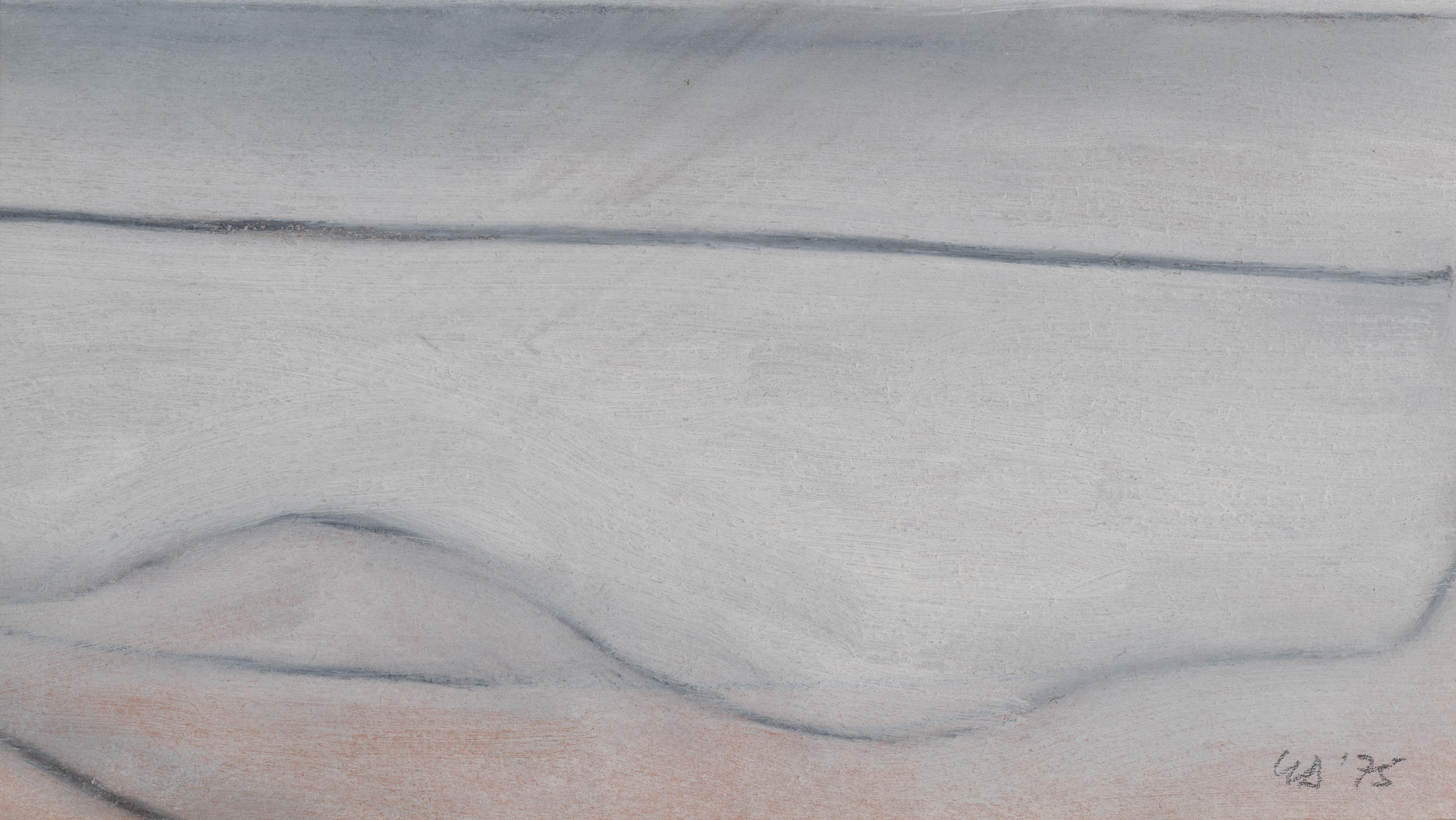 Shoreline No 3 - Tre grigi e rosa - Painting Astratto di George Dannatt