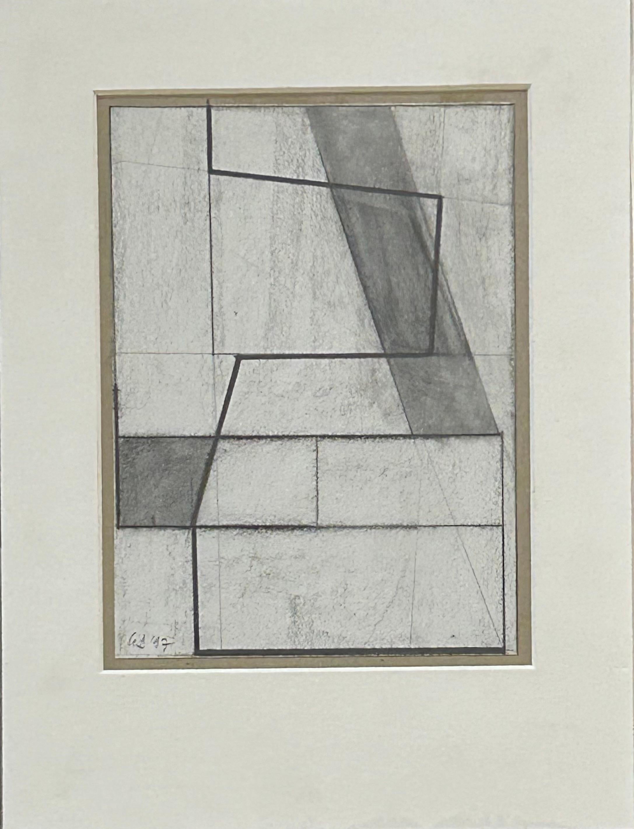 Pequeña composición lineal sobre grafito - Painting Abstracto de George Dannatt