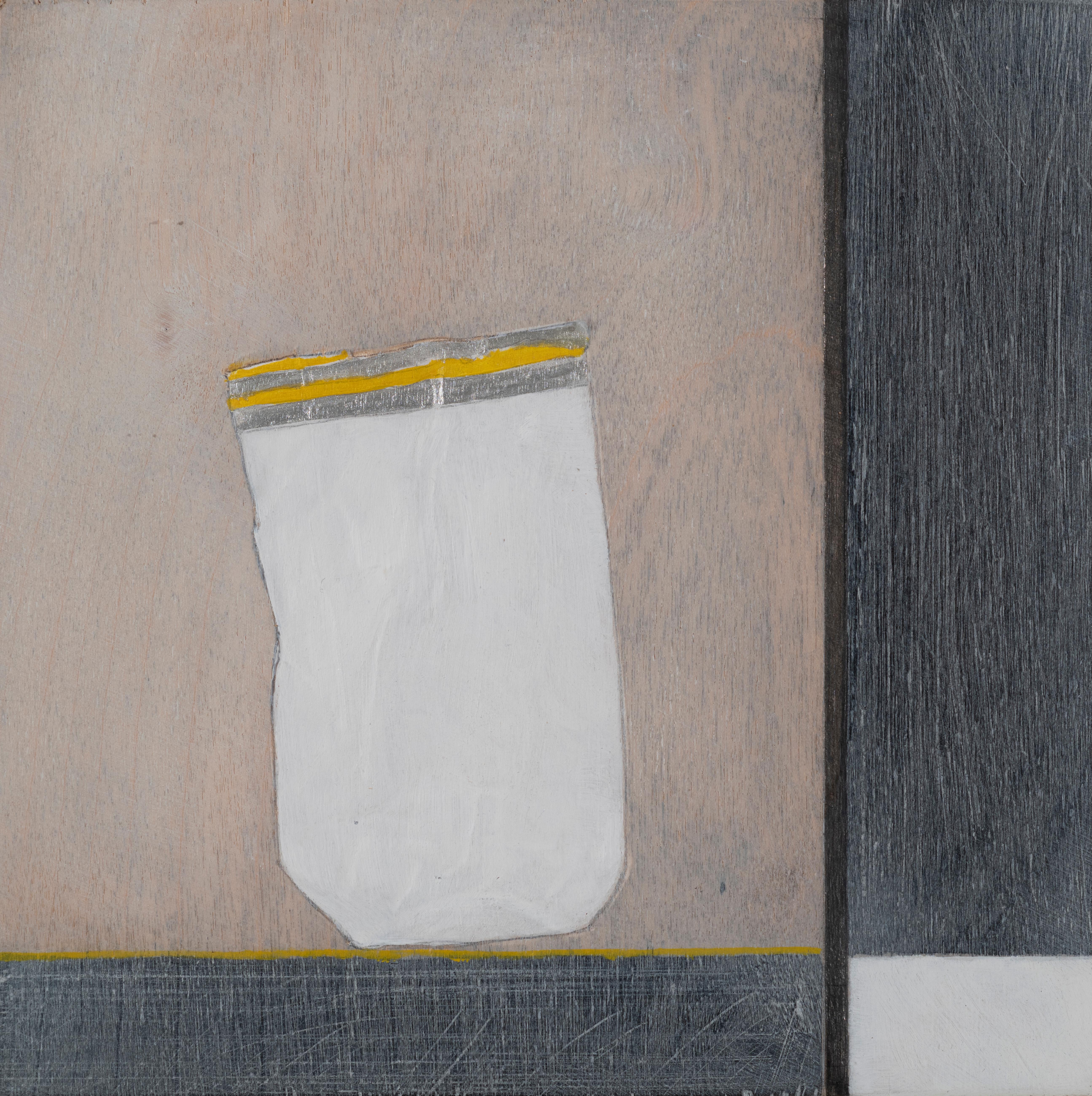 George Dannatt Abstract Painting - Small Painting - White/Grey