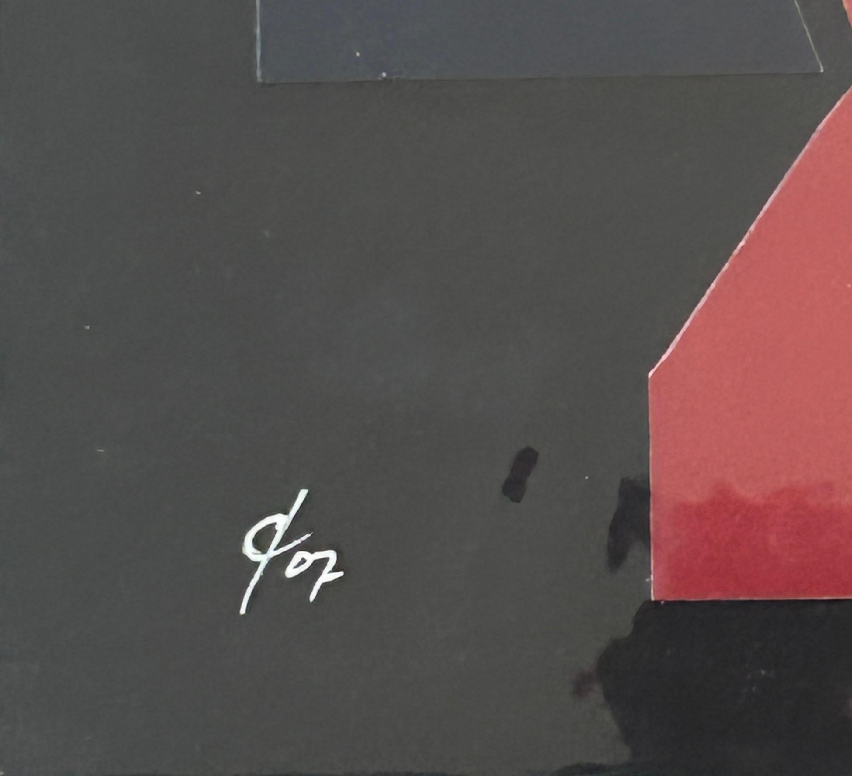 Untitled Collage - Noir Abstract Painting par George Dannatt
